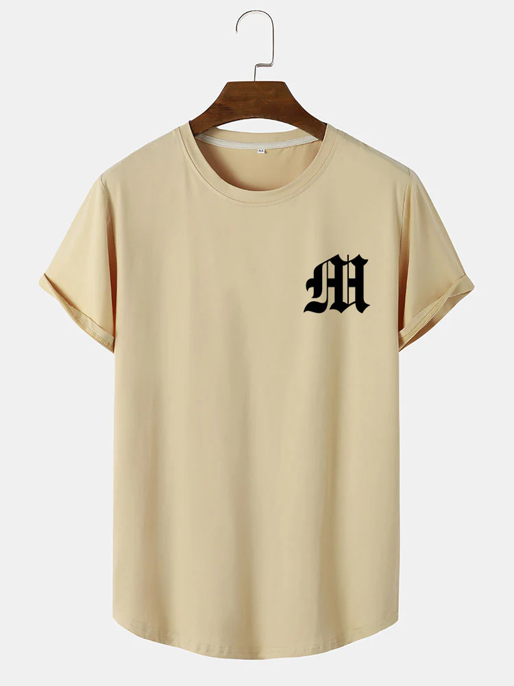 Buchstaben Druck Bogen Saum T-Shirt - Image 4