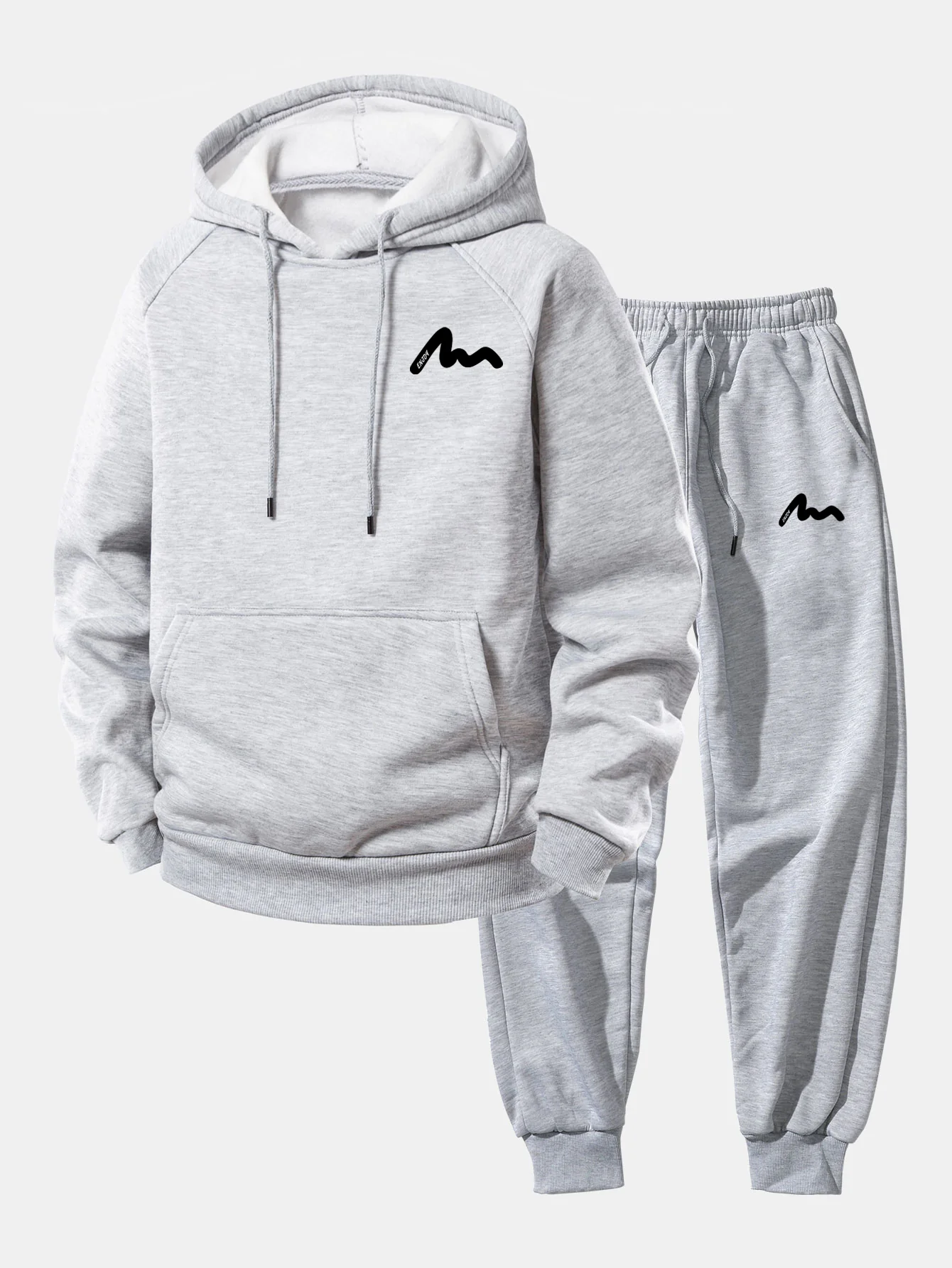 Letter Print Drawstring Hoodie & Letter Print Jogger Pants - Image 3