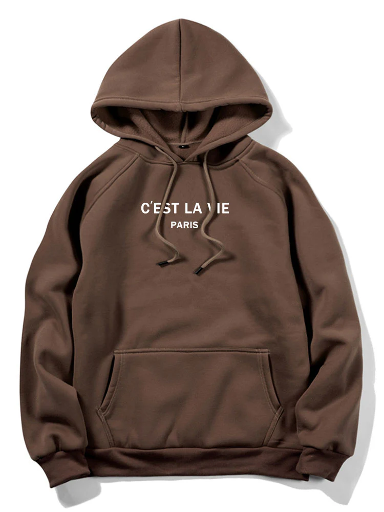 Buchstaben Druck Känguru Tasche Hoodie - Image 5