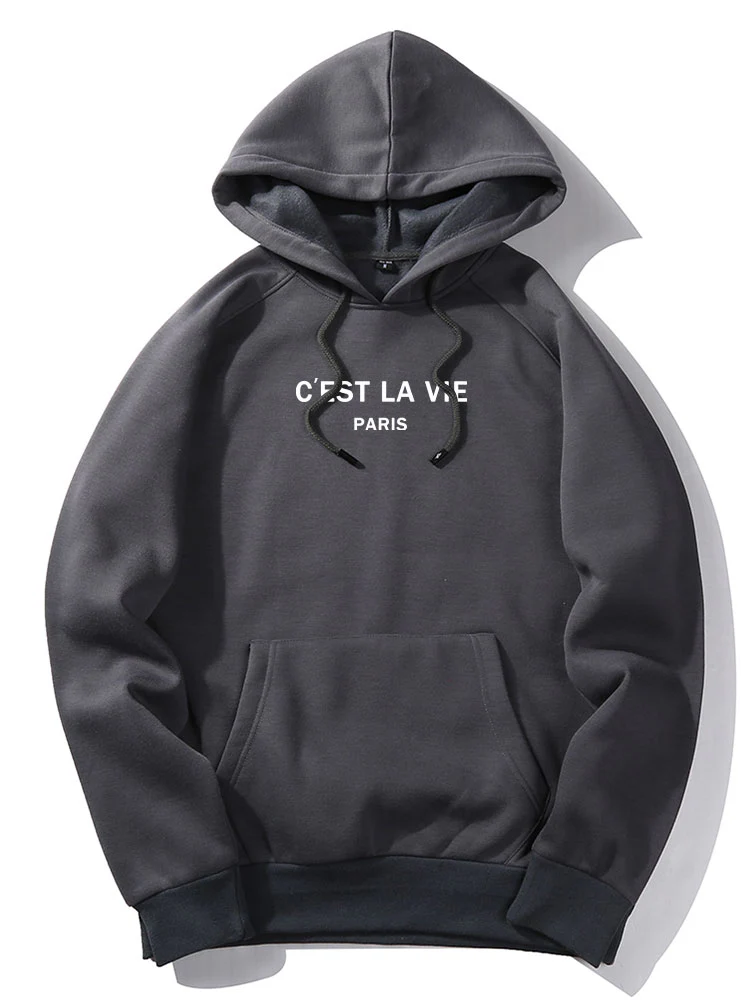 Buchstaben Druck Känguru Tasche Hoodie - Image 8