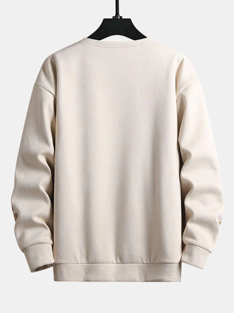 Buchstaben Druck Wildleder Rundhals Sweatshirt - Image 5