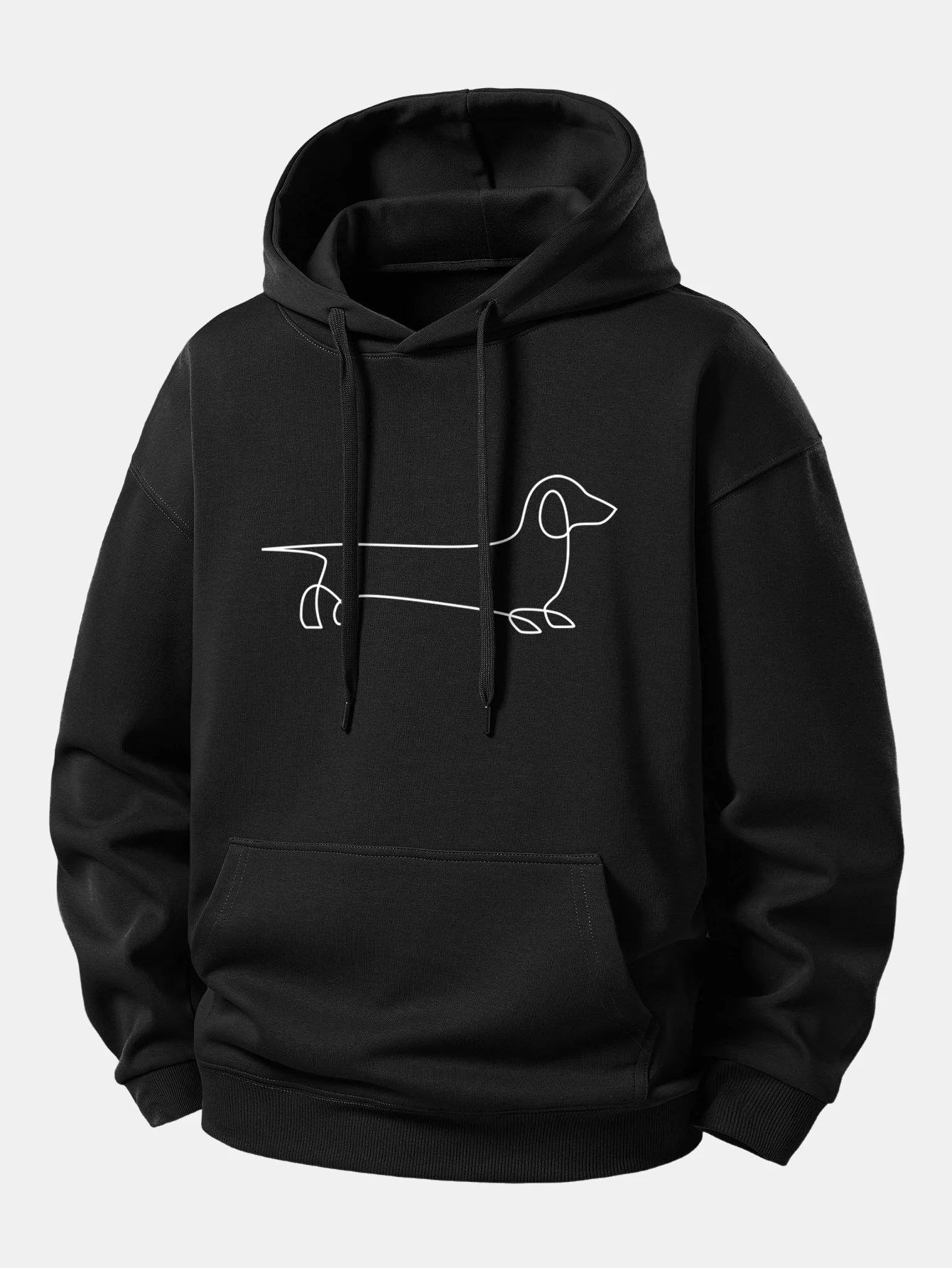 Line Dachshund Print Relax Fit Hoodie & Straight Leg Pleated Pintuck Sweatpants - Image 4