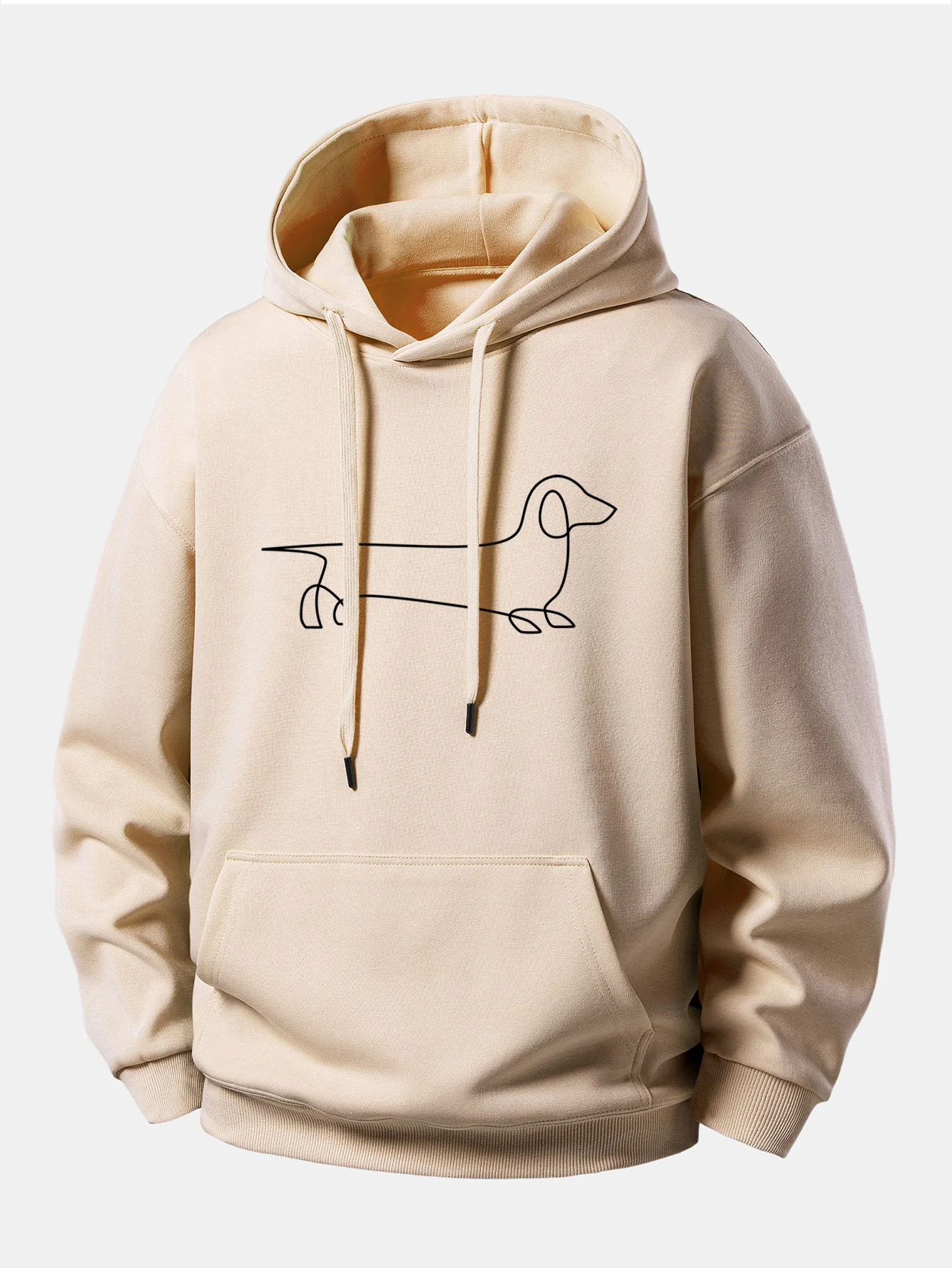 Line Dachshund Print Relax Fit Hoodie & Straight Leg Pleated Pintuck Sweatpants - Image 5
