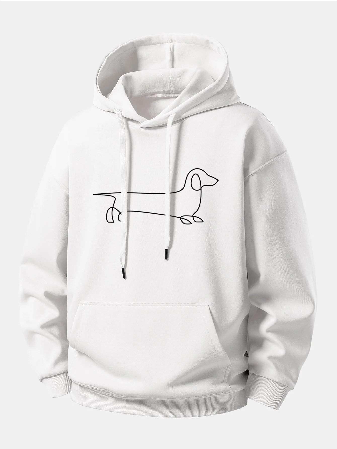 Line Dachshund Print Relax Fit Hoodie & Straight Leg Pleated Pintuck Sweatpants - Image 6