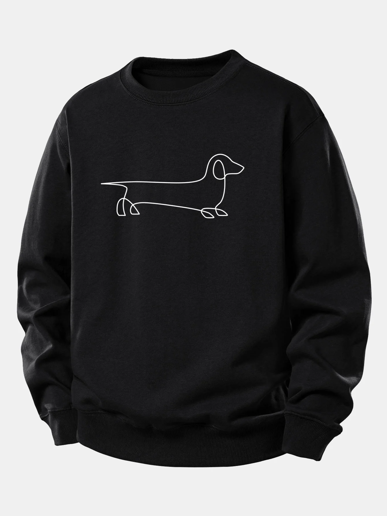 Line Dachshund Print Relax Fit Sweatshirt & Straight Leg Pleated Pintuck Sweatpants - Image 3