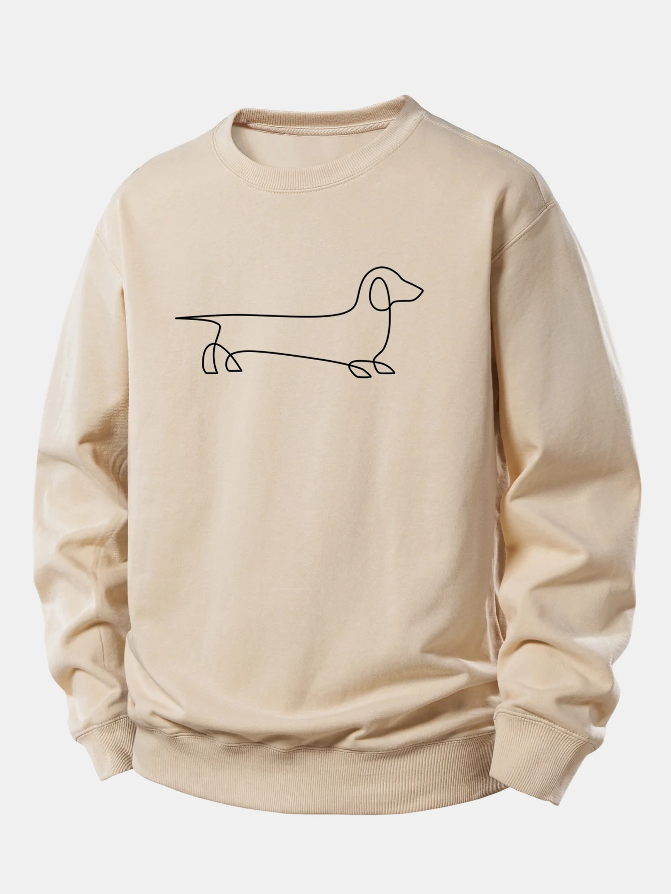 Line Dachshund Print Relax Fit Sweatshirt & Straight Leg Pleated Pintuck Sweatpants - Image 4