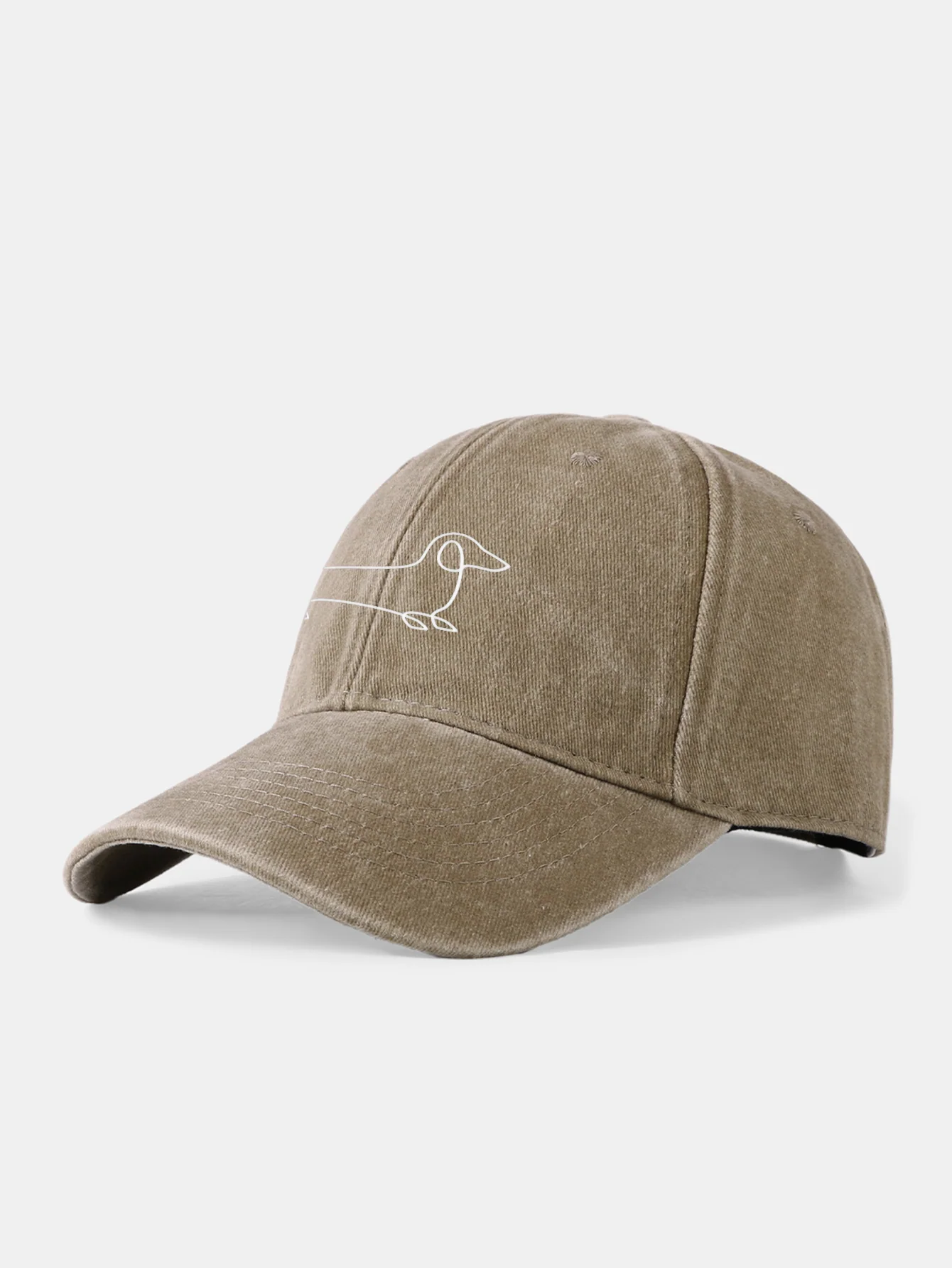 Line Dachshund Print Washed Baseball Cap - Image 10