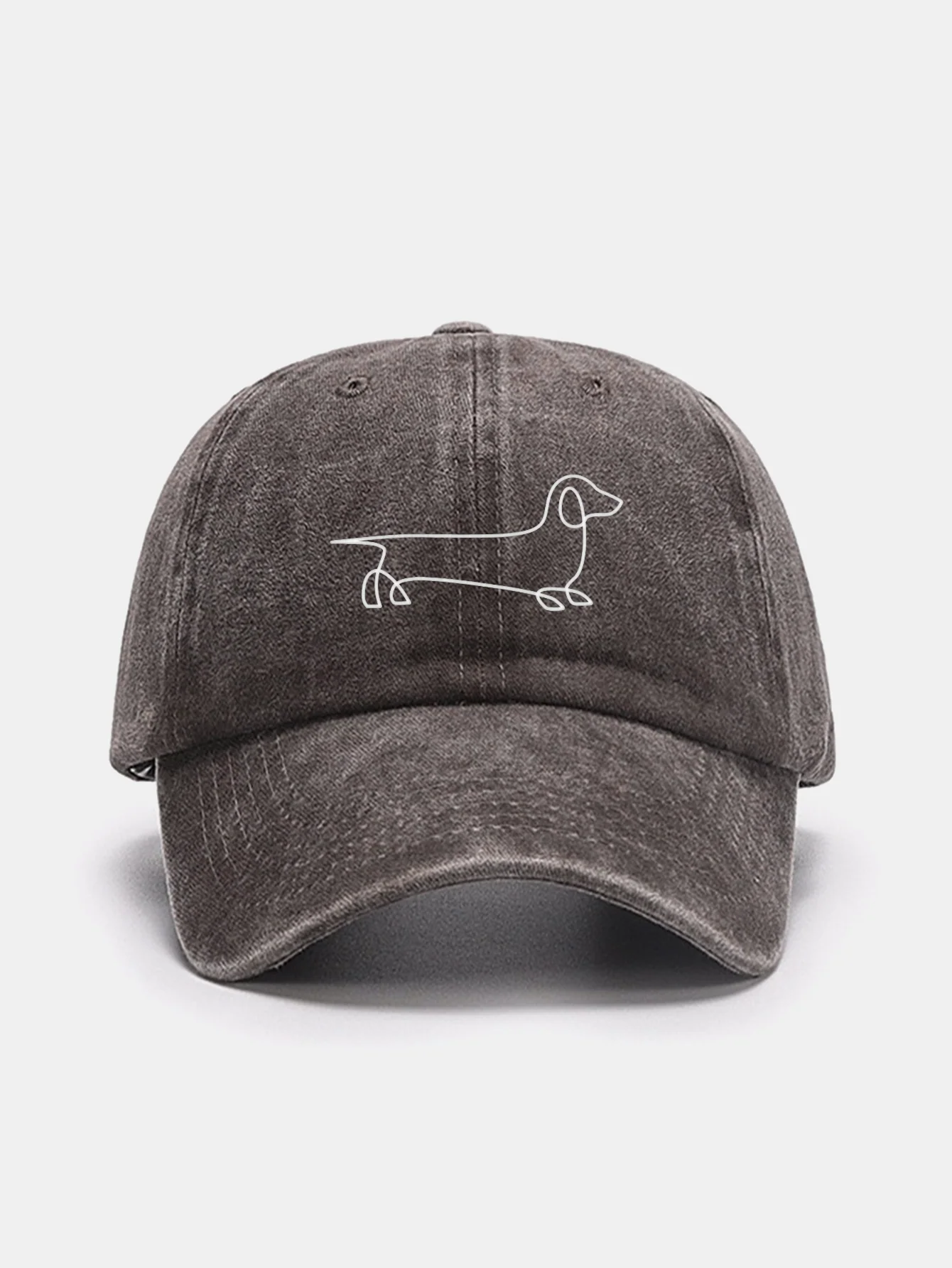 Line Dachshund Print Washed Baseball Cap - Image 3
