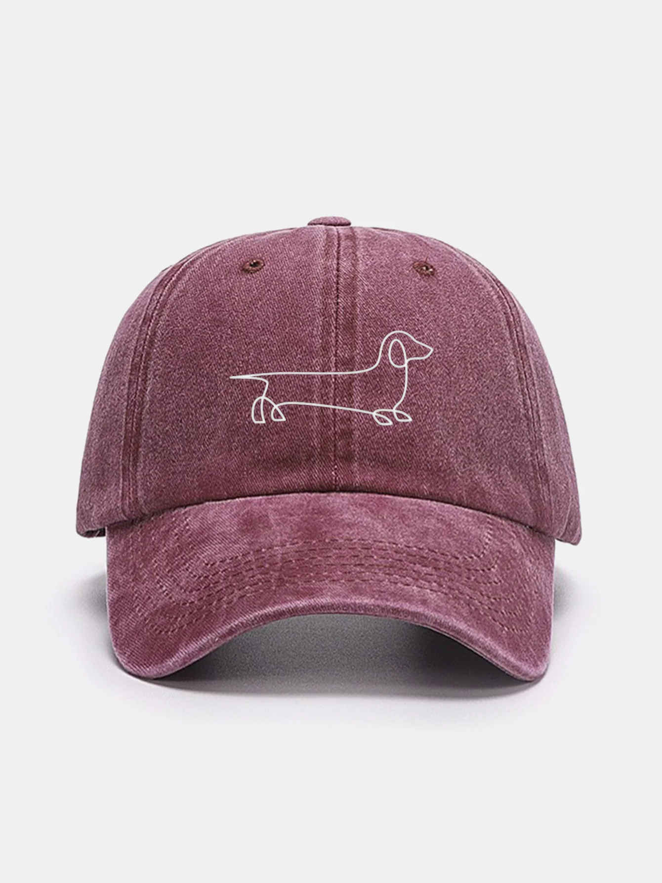 Line Dachshund Print Washed Baseball Cap - Image 7