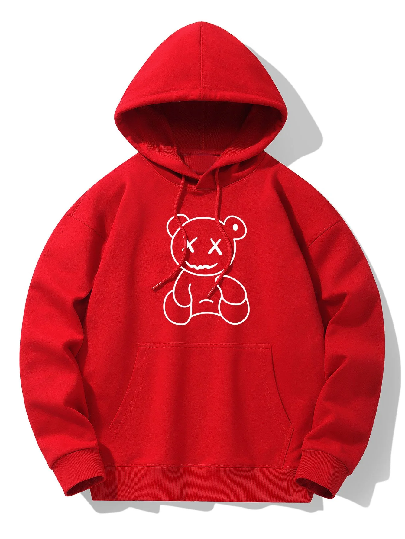 Linienförmiger Bärenabdruck Drop-Shoulder Relaxed Hoodie - Image 10