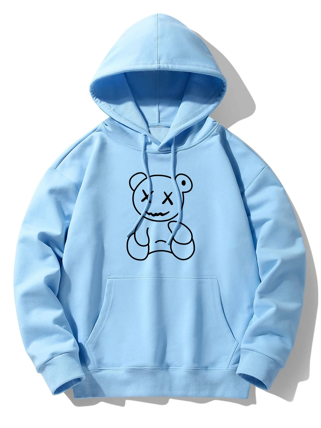 Linienförmiger Bärenabdruck Drop-Shoulder Relaxed Hoodie - Image 5