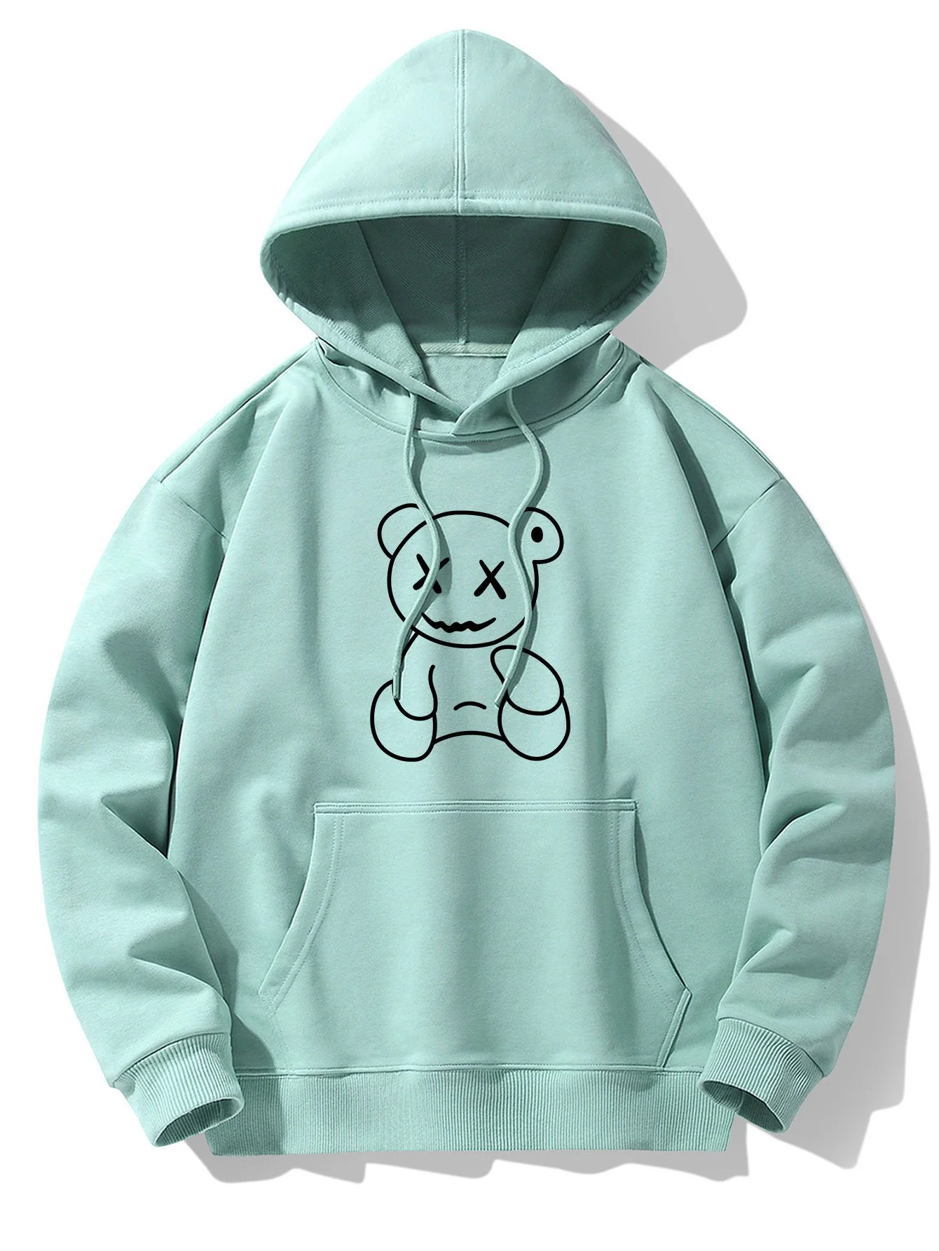 Linienförmiger Bärenabdruck Drop-Shoulder Relaxed Hoodie - Image 6