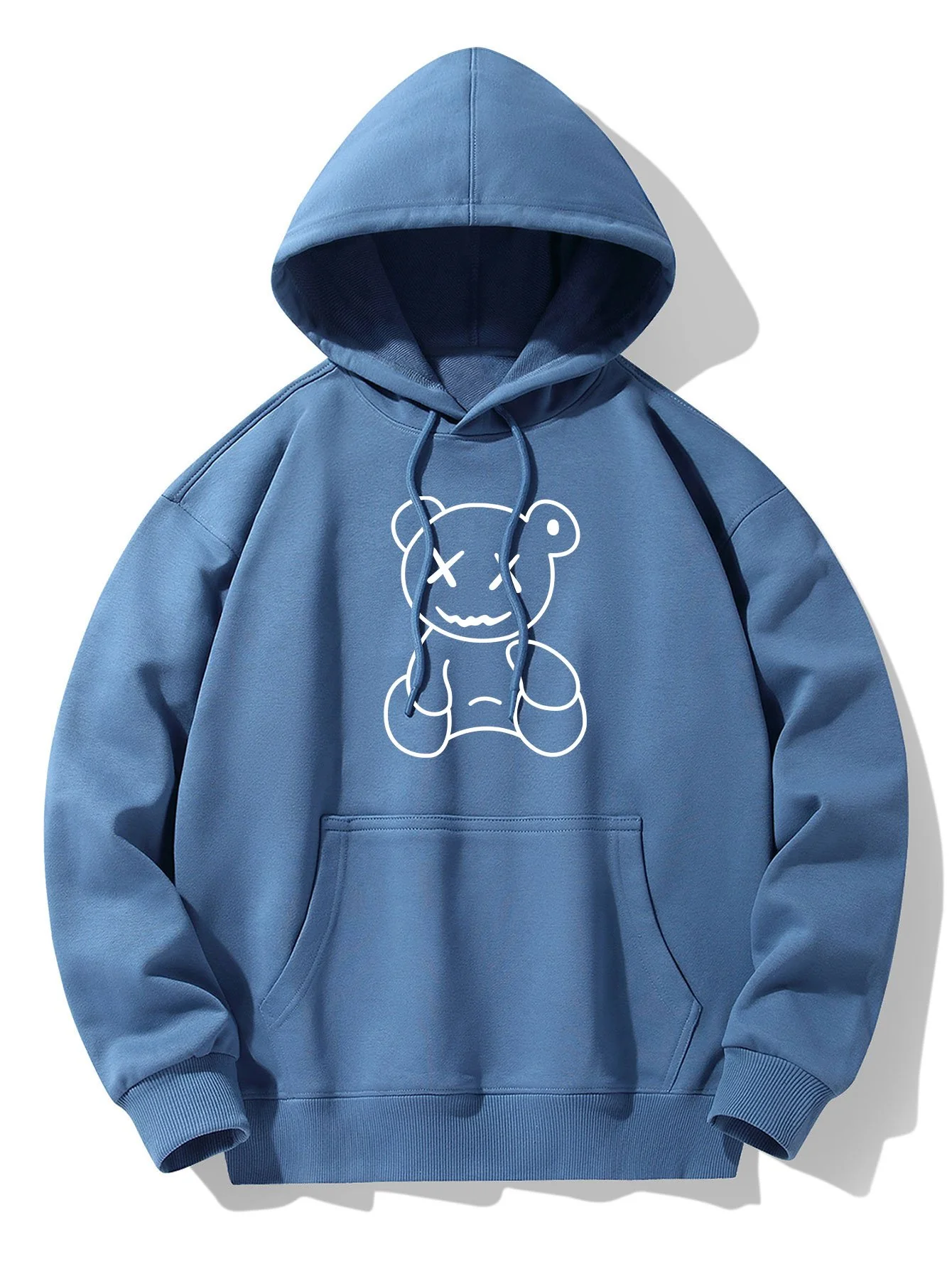 Linienförmiger Bärenabdruck Drop-Shoulder Relaxed Hoodie - Image 8