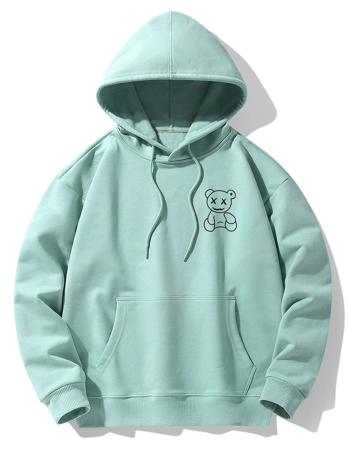Linienförmiger Bärenabdruck Drop-Shoulder Relaxed Hoodie - Image 10
