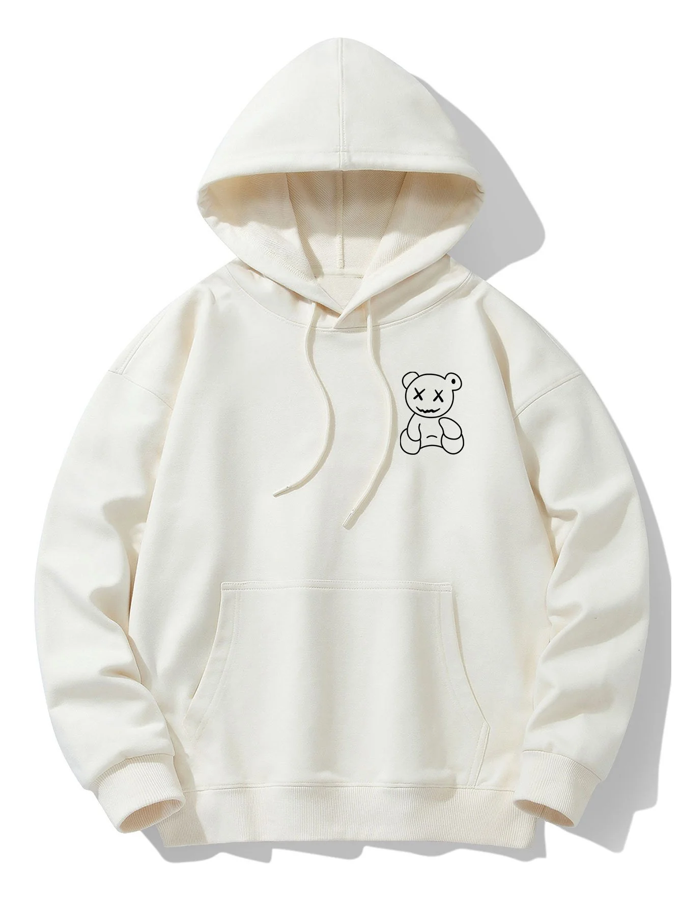 Linienförmiger Bärenabdruck Drop-Shoulder Relaxed Hoodie - Image 2