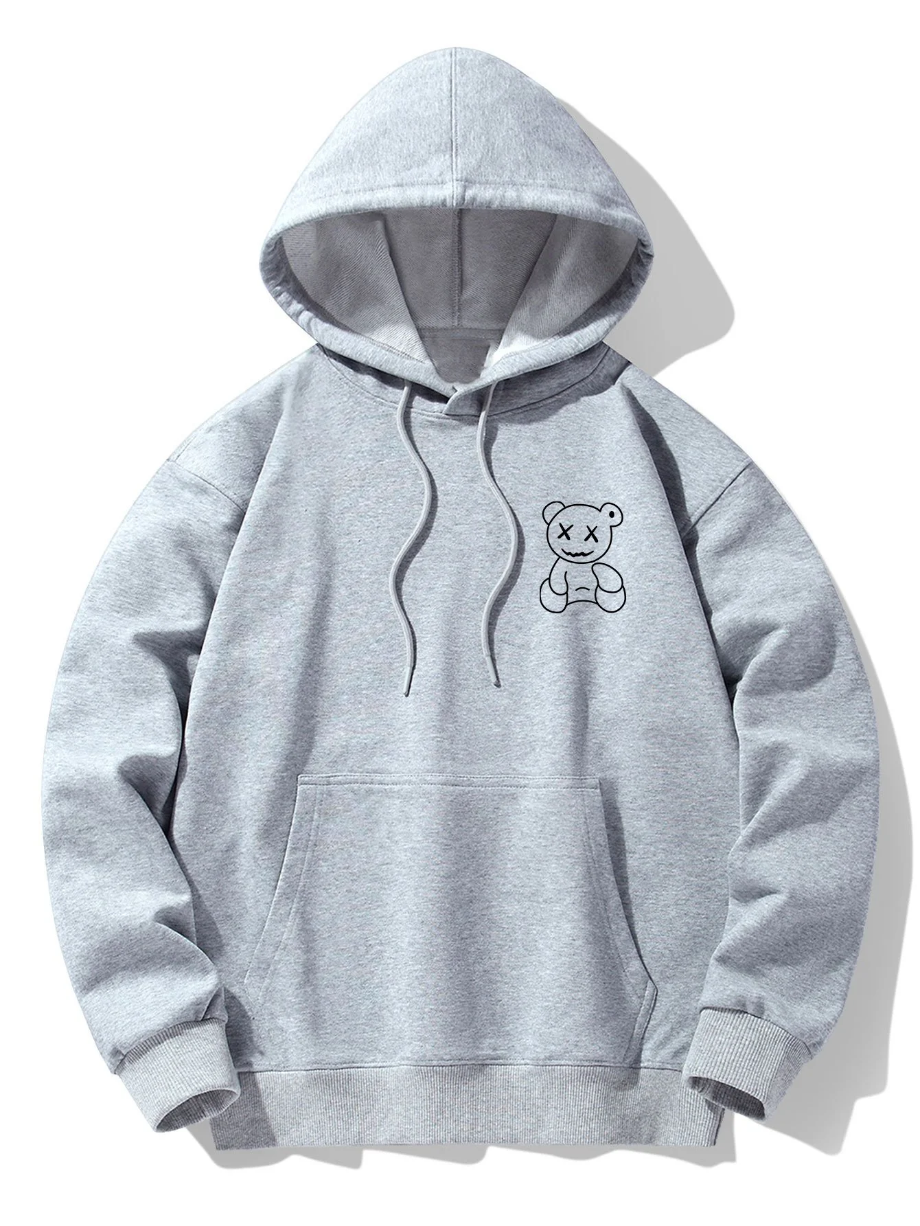 Linienförmiger Bärenabdruck Drop-Shoulder Relaxed Hoodie - Image 5