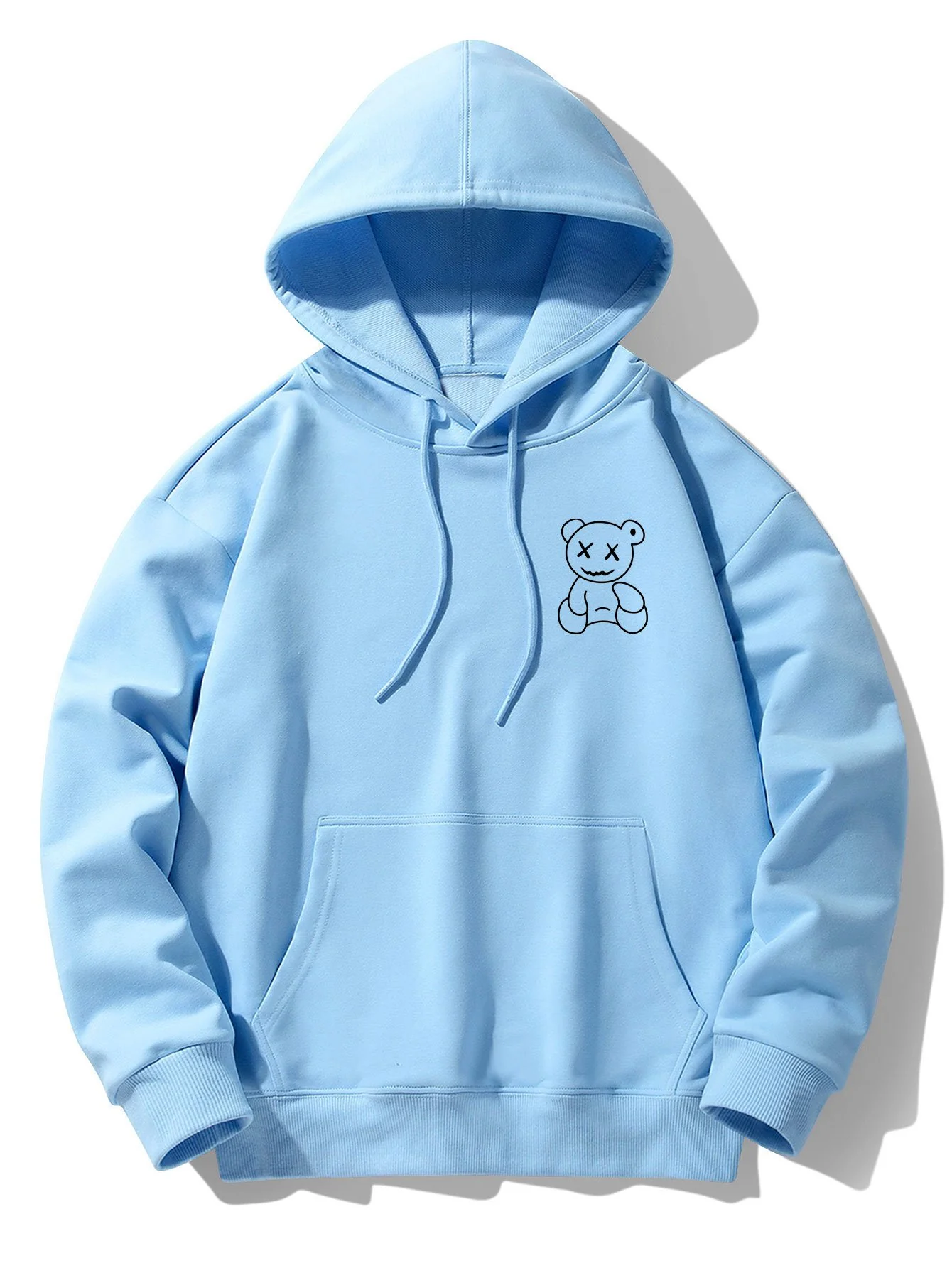 Linienförmiger Bärenabdruck Drop-Shoulder Relaxed Hoodie - Image 6