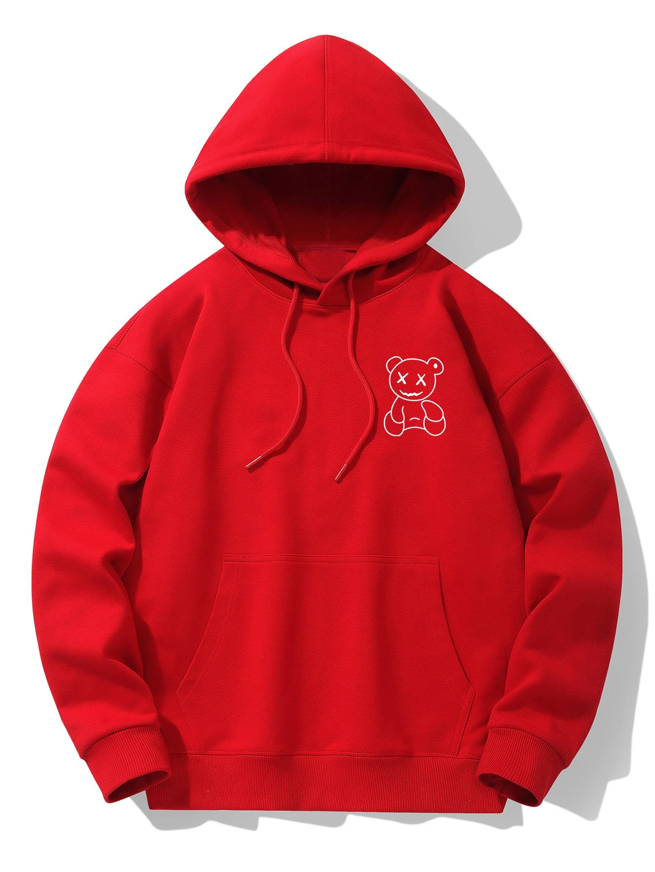 Linienförmiger Bärenabdruck Drop-Shoulder Relaxed Hoodie - Image 7