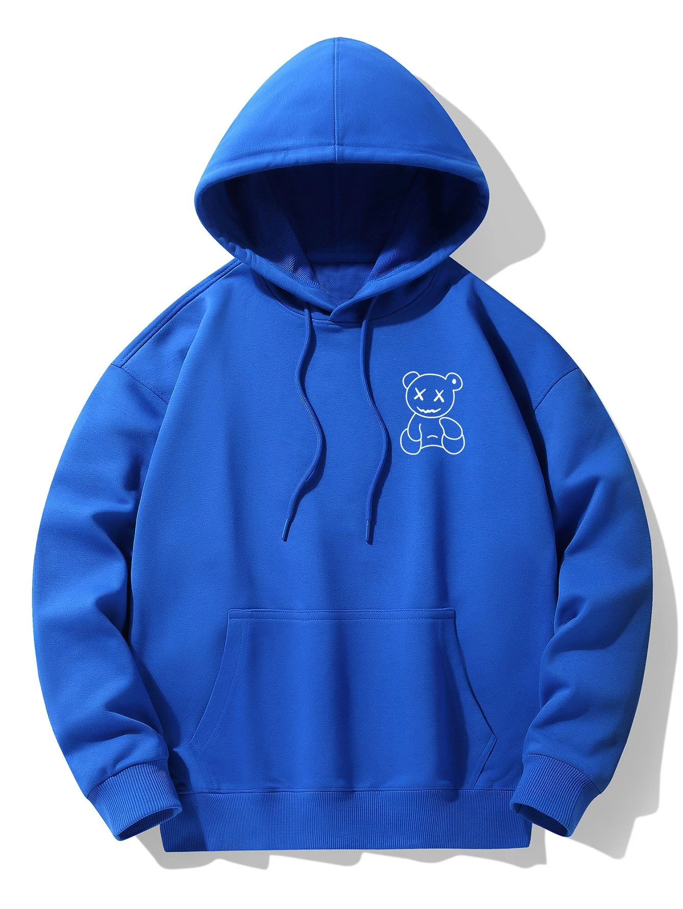 Linienförmiger Bärenabdruck Drop-Shoulder Relaxed Hoodie - Image 8