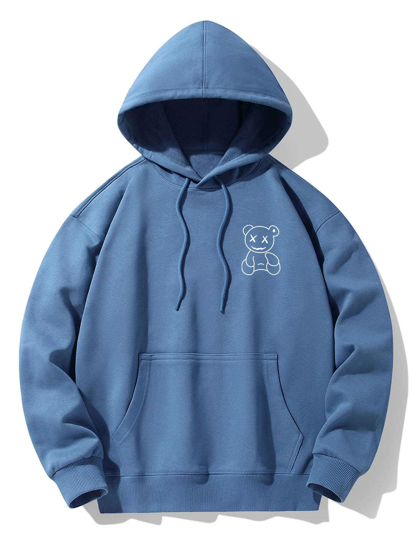 Linienförmiger Bärenabdruck Drop-Shoulder Relaxed Hoodie - Image 9