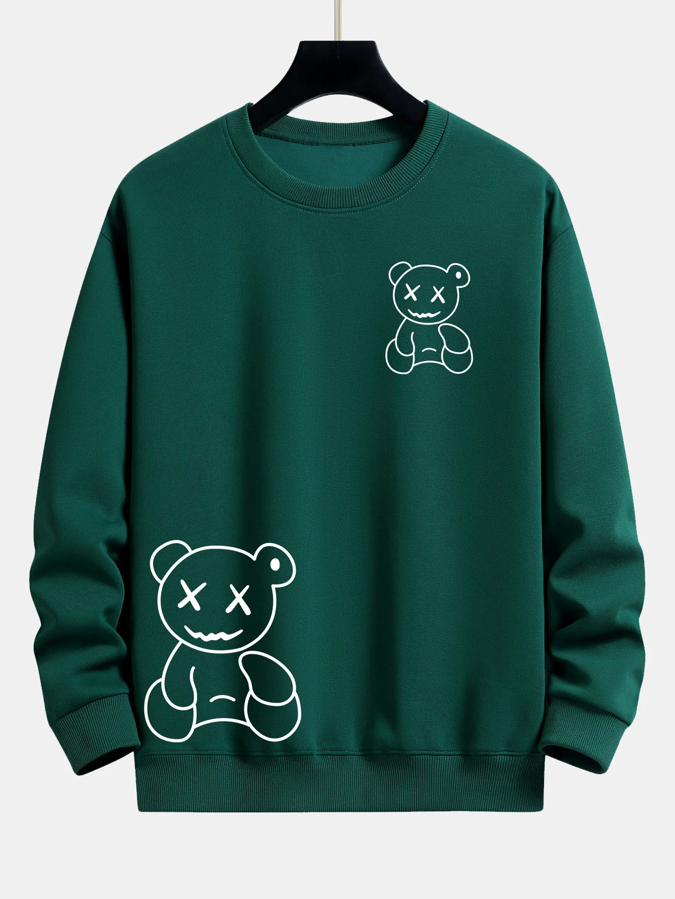 Linienförmiger Bärenabdruck Relaxed Fit Sweatshirt - Image 4