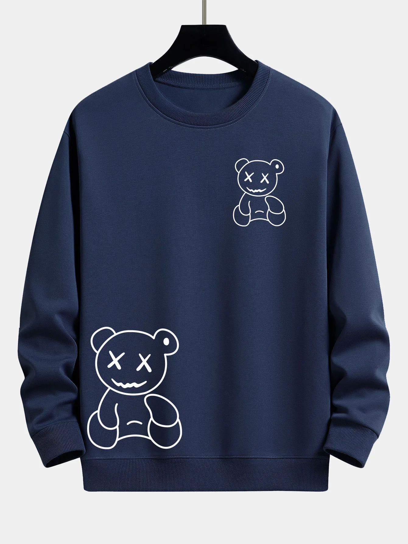 Linienförmiger Bärenabdruck Relaxed Fit Sweatshirt - Image 7