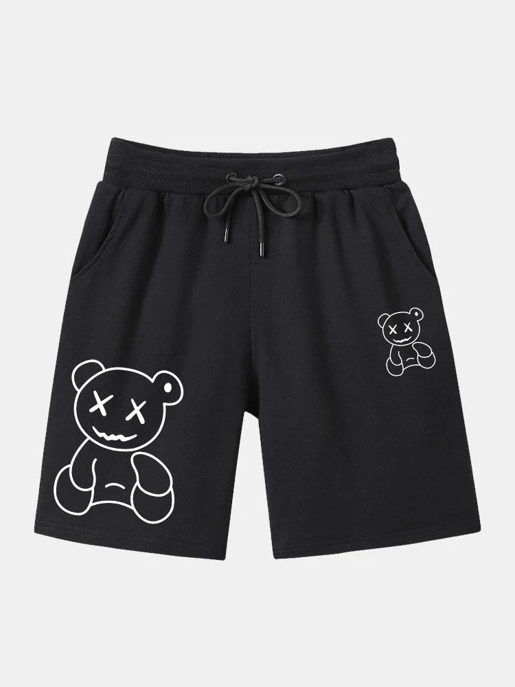 Linienförmige Bärenprint-Shorts