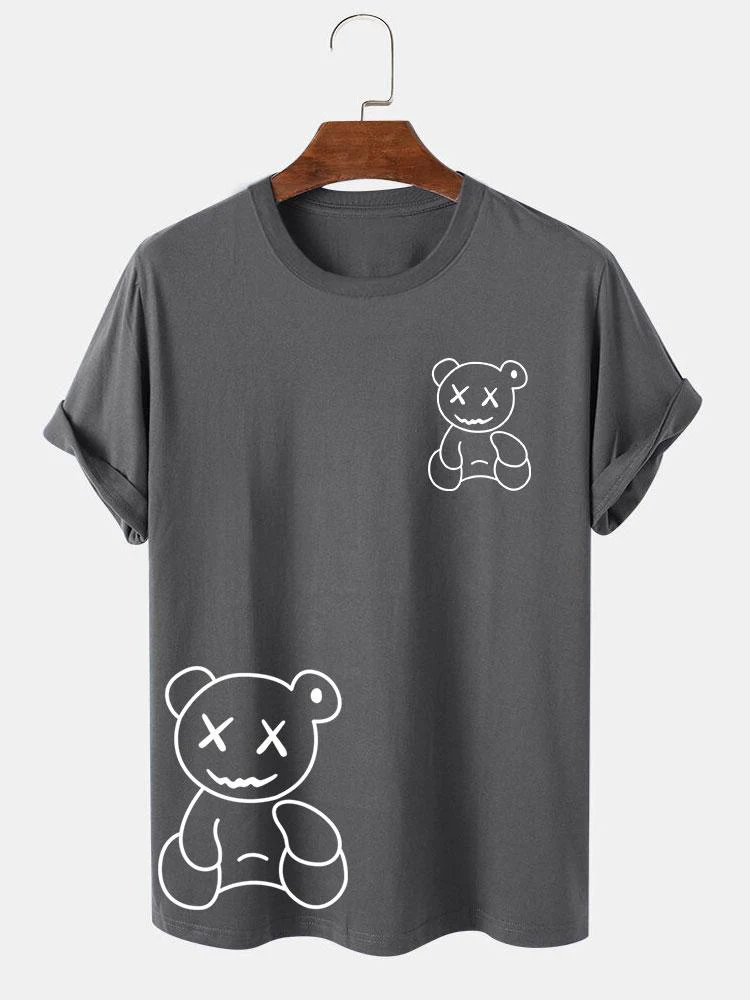 Linienförmiger Bärenabdruck T-Shirt - Image 4