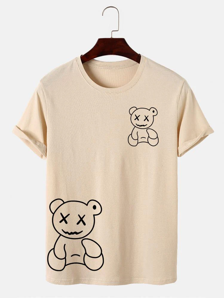 Linienförmiger Bärenabdruck T-Shirt - Image 5