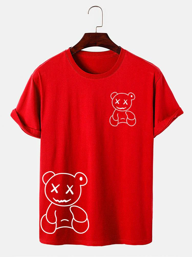 Linienförmiger Bärenabdruck T-Shirt - Image 8