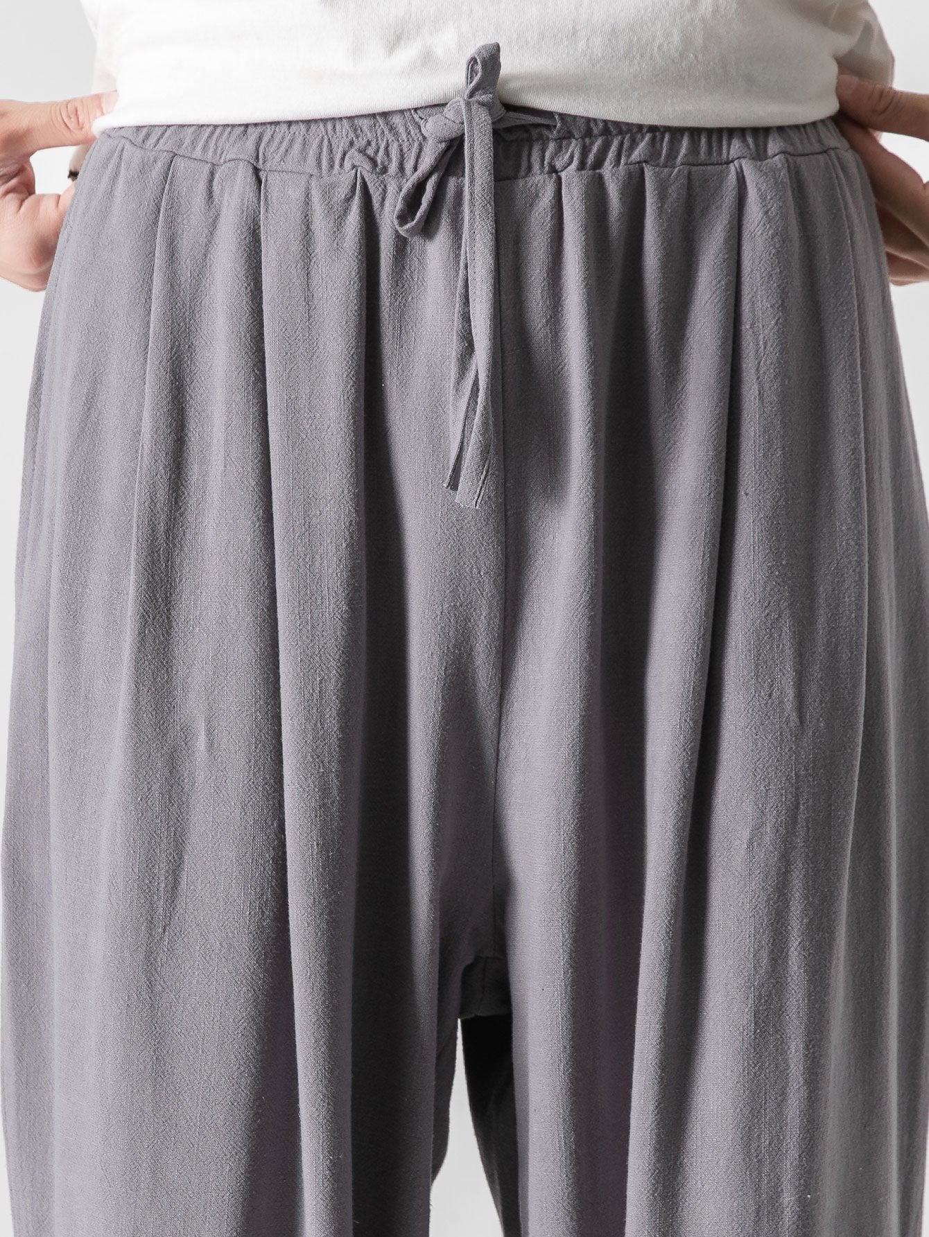 Leinen- und Baumwollmischung Relaxed Fit Weite Beinhosen - Image 9