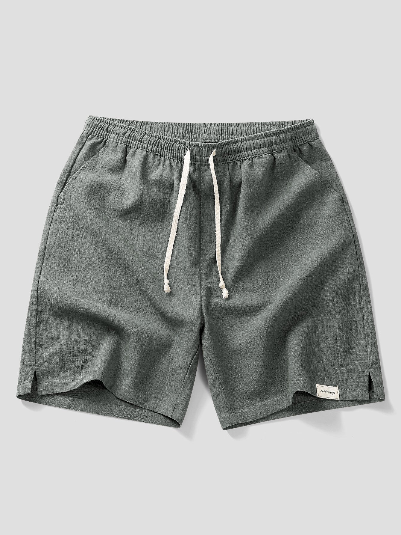 Linen Cotton Blend Drawstring Shorts - Image 7