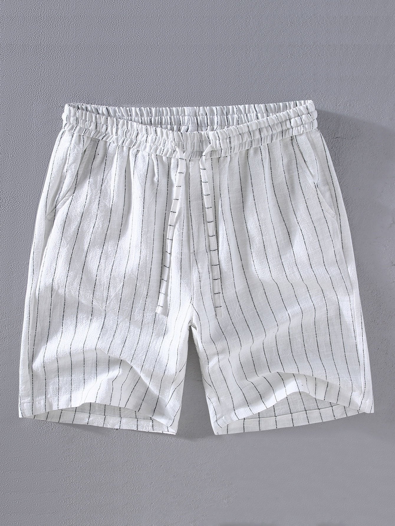 Leinen-Baumwoll-Mix gestreifte Shorts