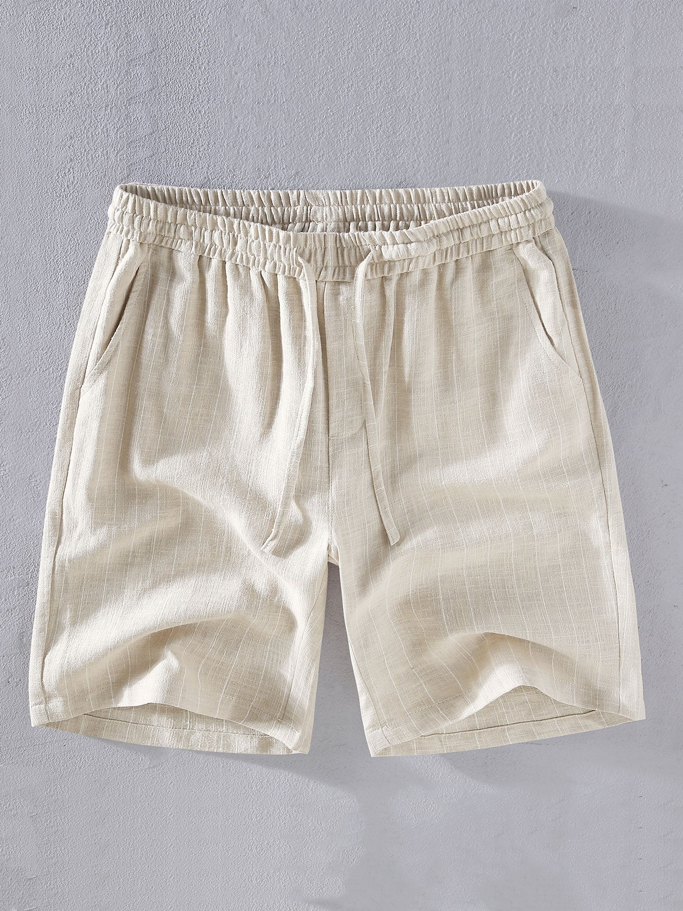 Leinen-Baumwoll-Mix gestreifte Shorts - Image 2
