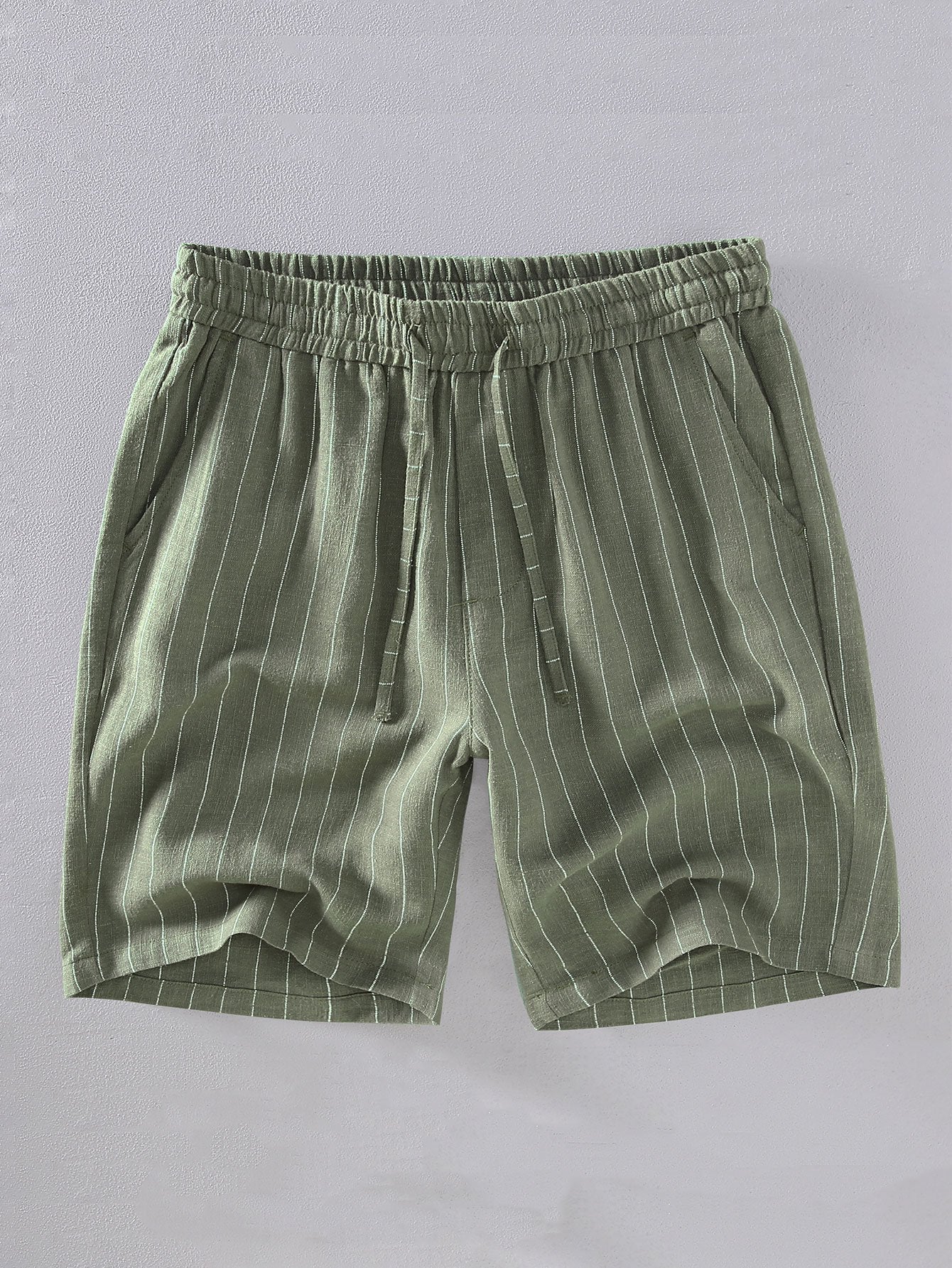 Leinen-Baumwoll-Mix gestreifte Shorts - Image 3