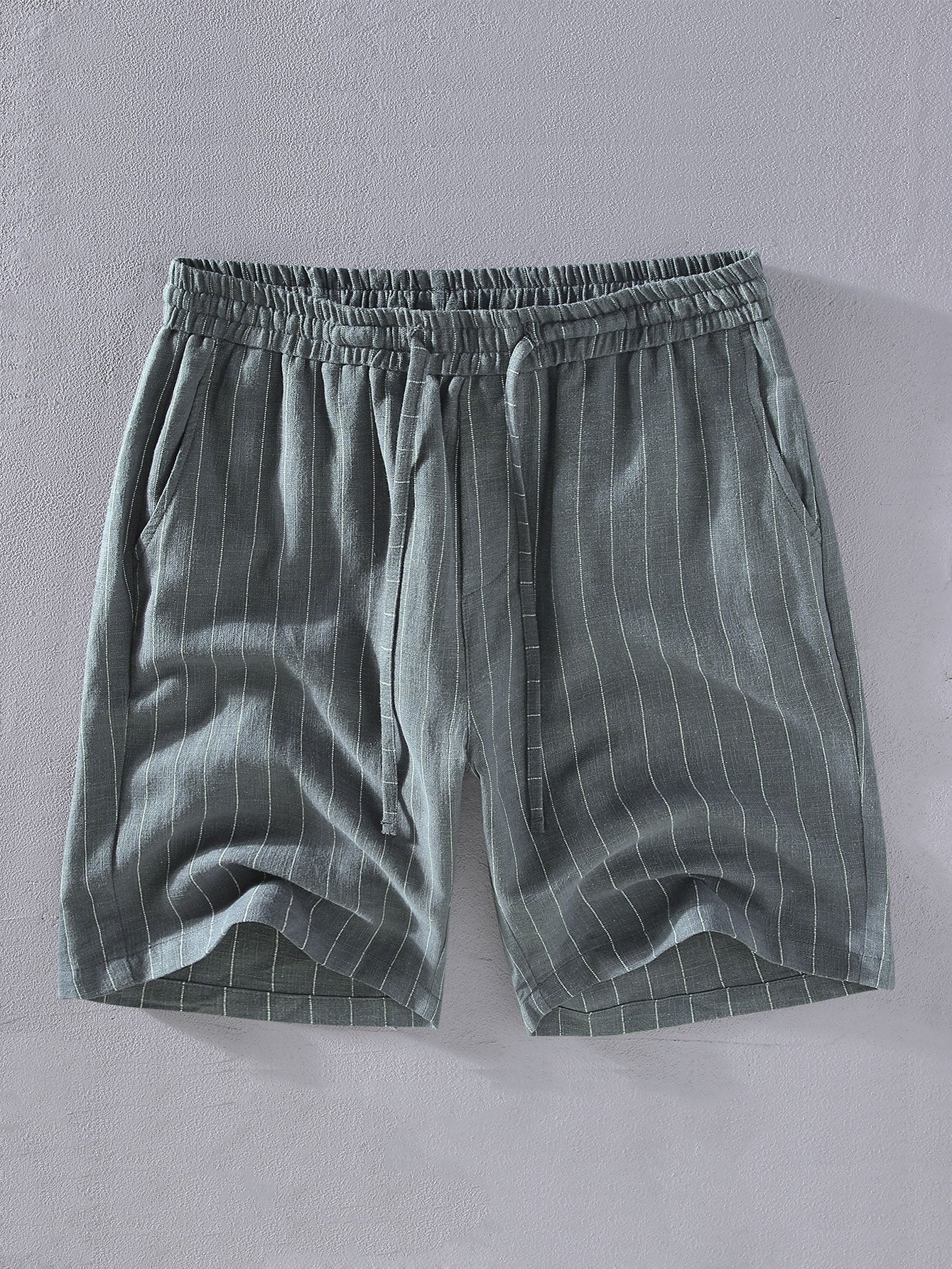 Leinen-Baumwoll-Mix gestreifte Shorts - Image 4