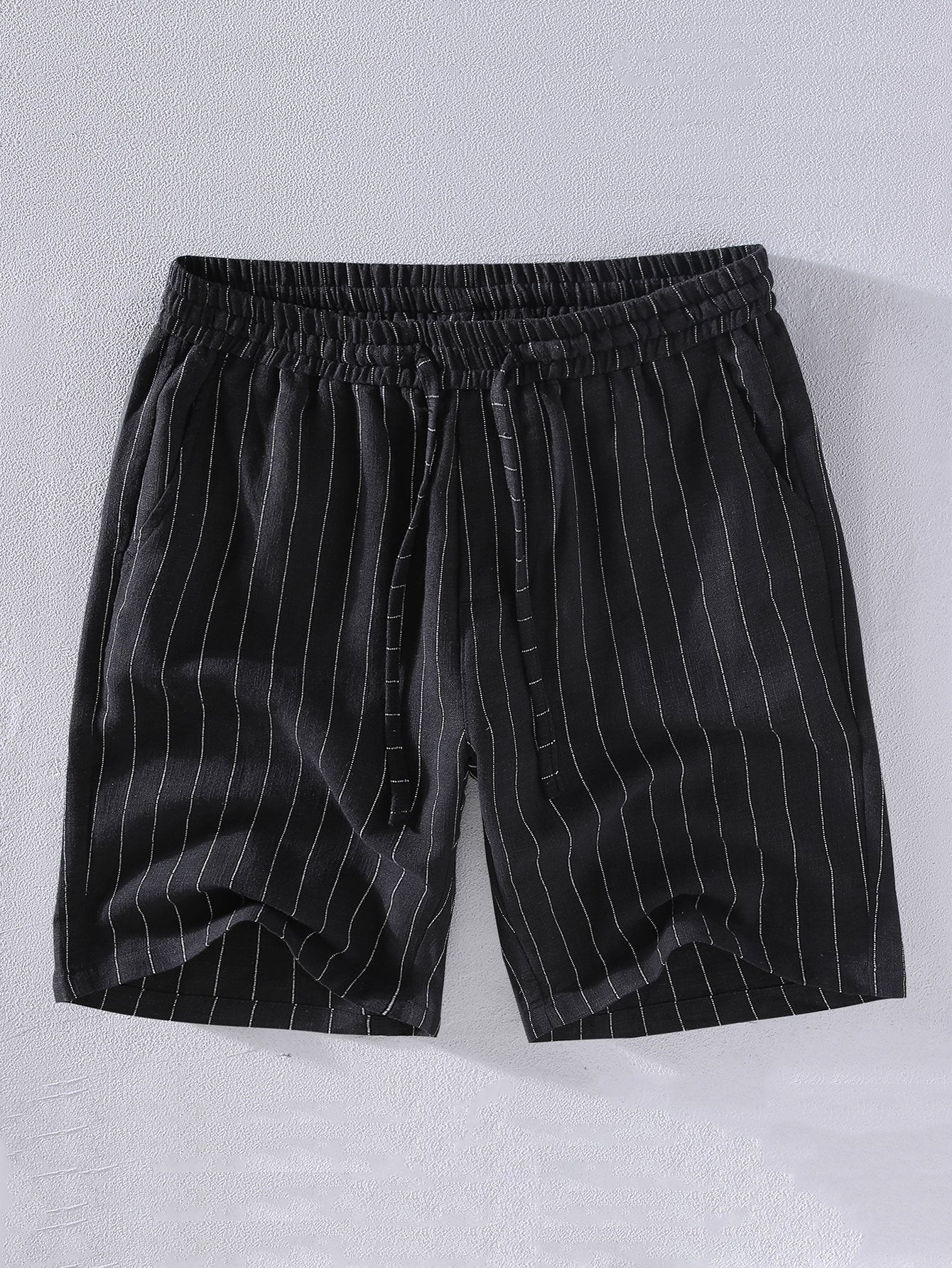 Leinen-Baumwoll-Mix gestreifte Shorts - Image 5