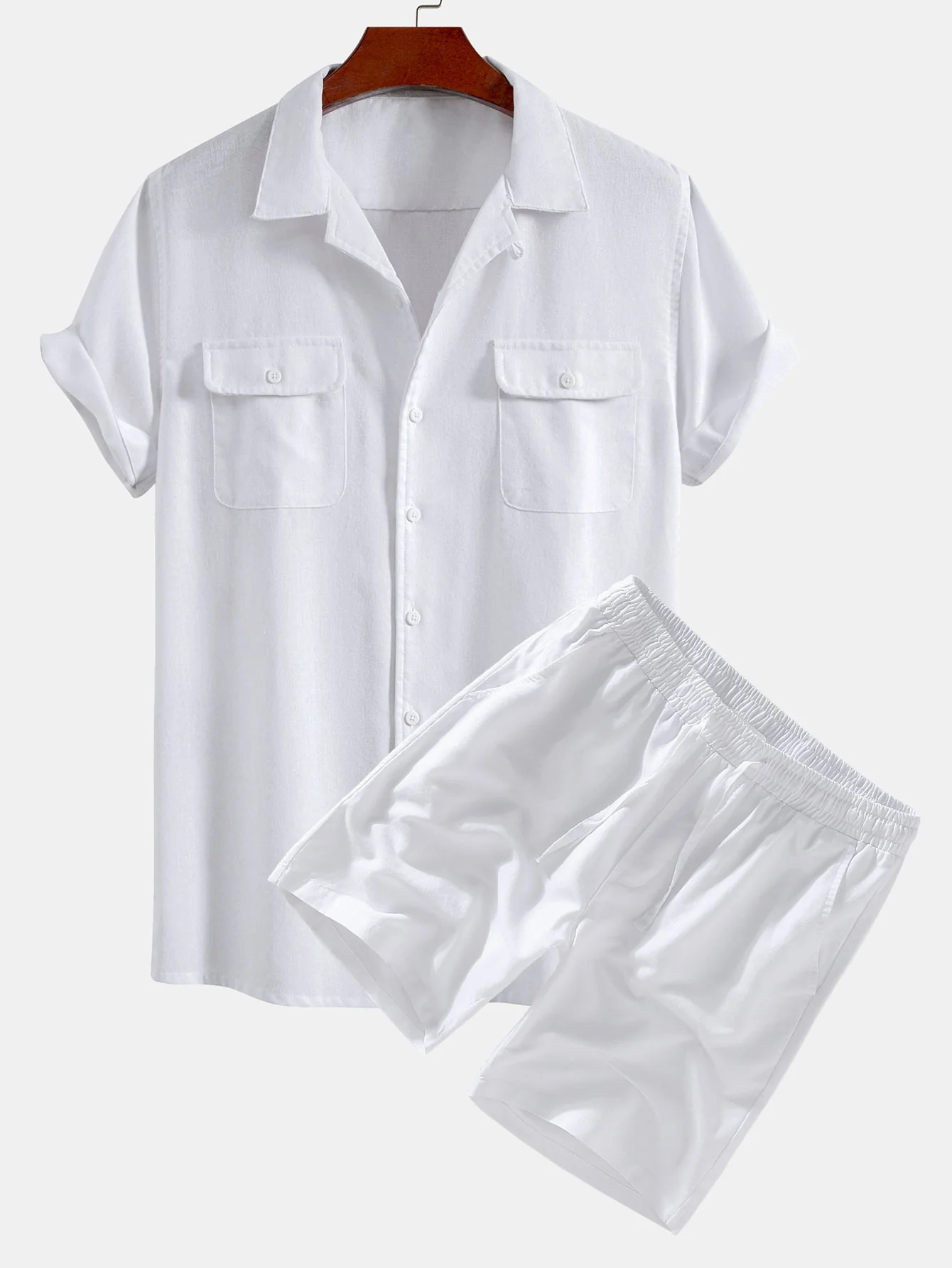 Leinen Cuban Shirt mit Taschen & Leinen Shorts mit Kordelzug - Image 2