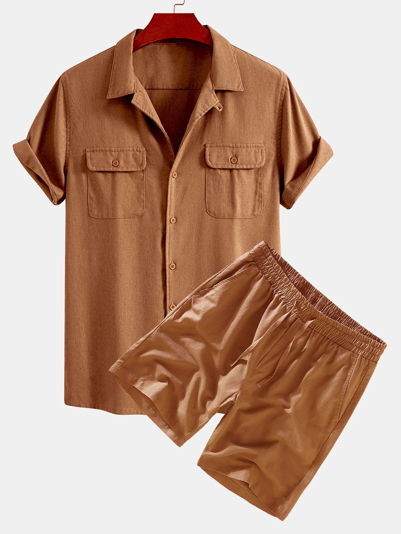 Leinen Cuban Shirt mit Taschen & Leinen Shorts mit Kordelzug - Image 4