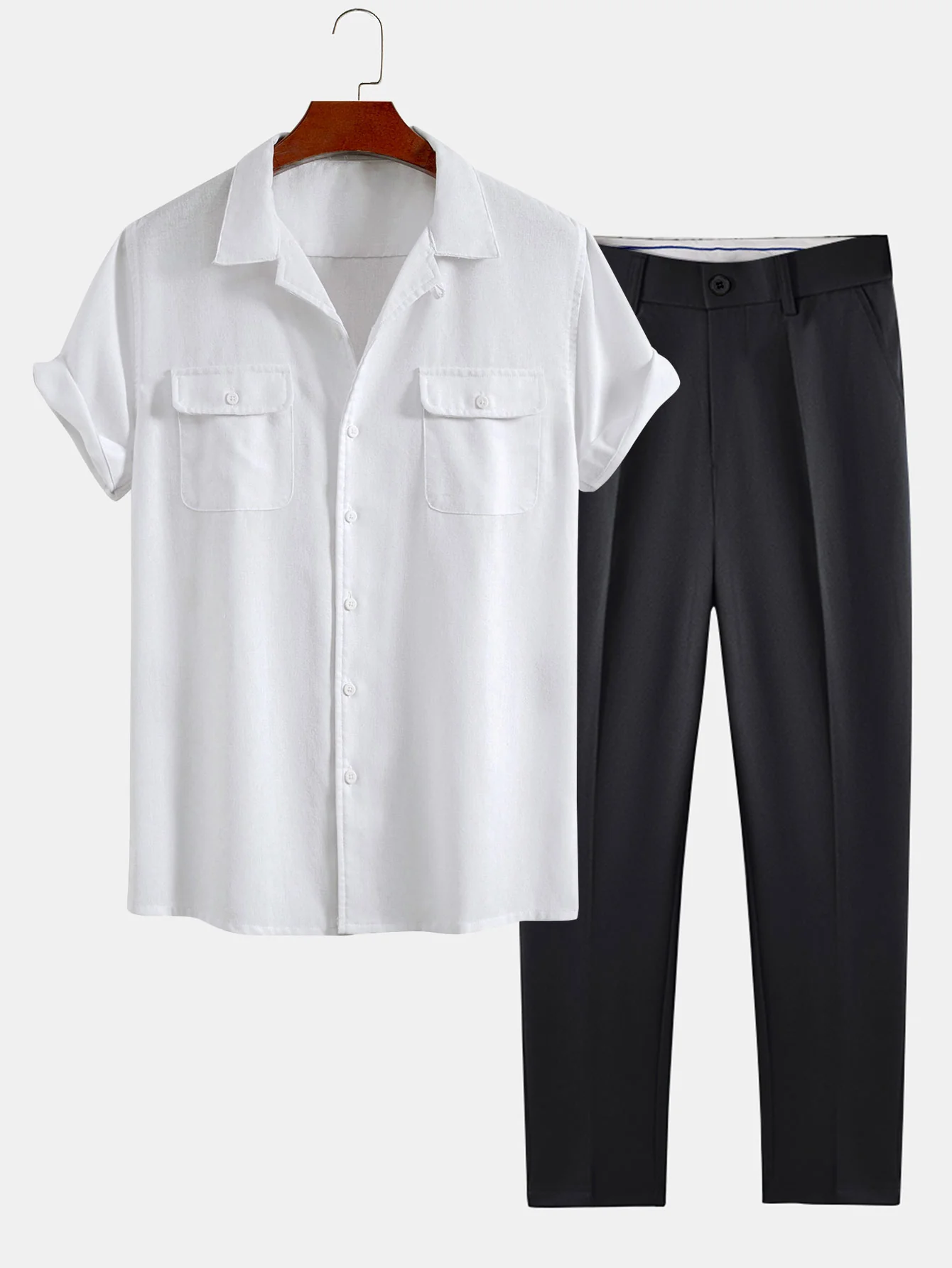 Leinen-Cuban-Hemd mit Taschen & schmal geschnittene, zulaufende Hose - Image 3