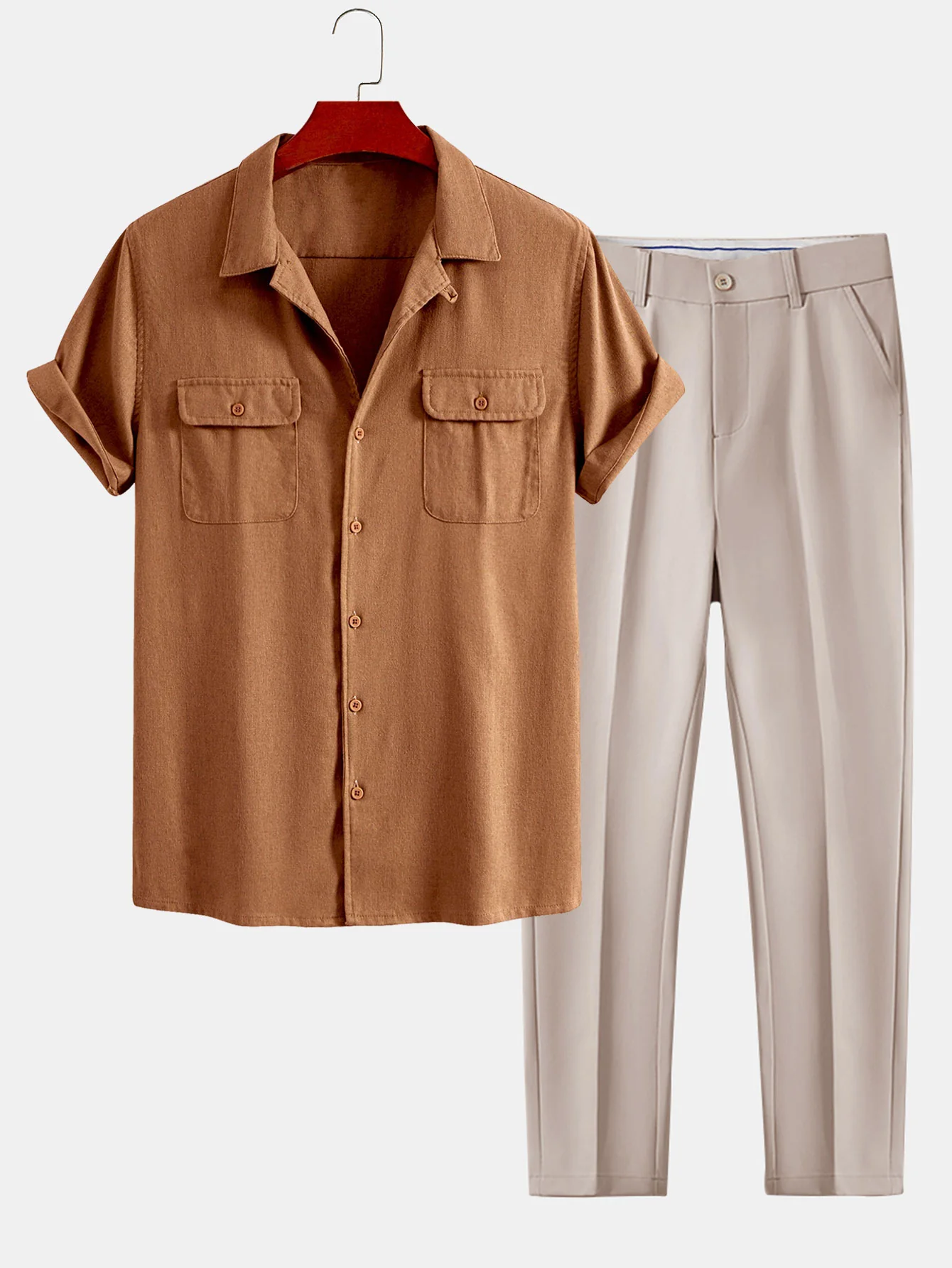 Leinen-Cuban-Hemd mit Taschen & schmal geschnittene, zulaufende Hose - Image 4