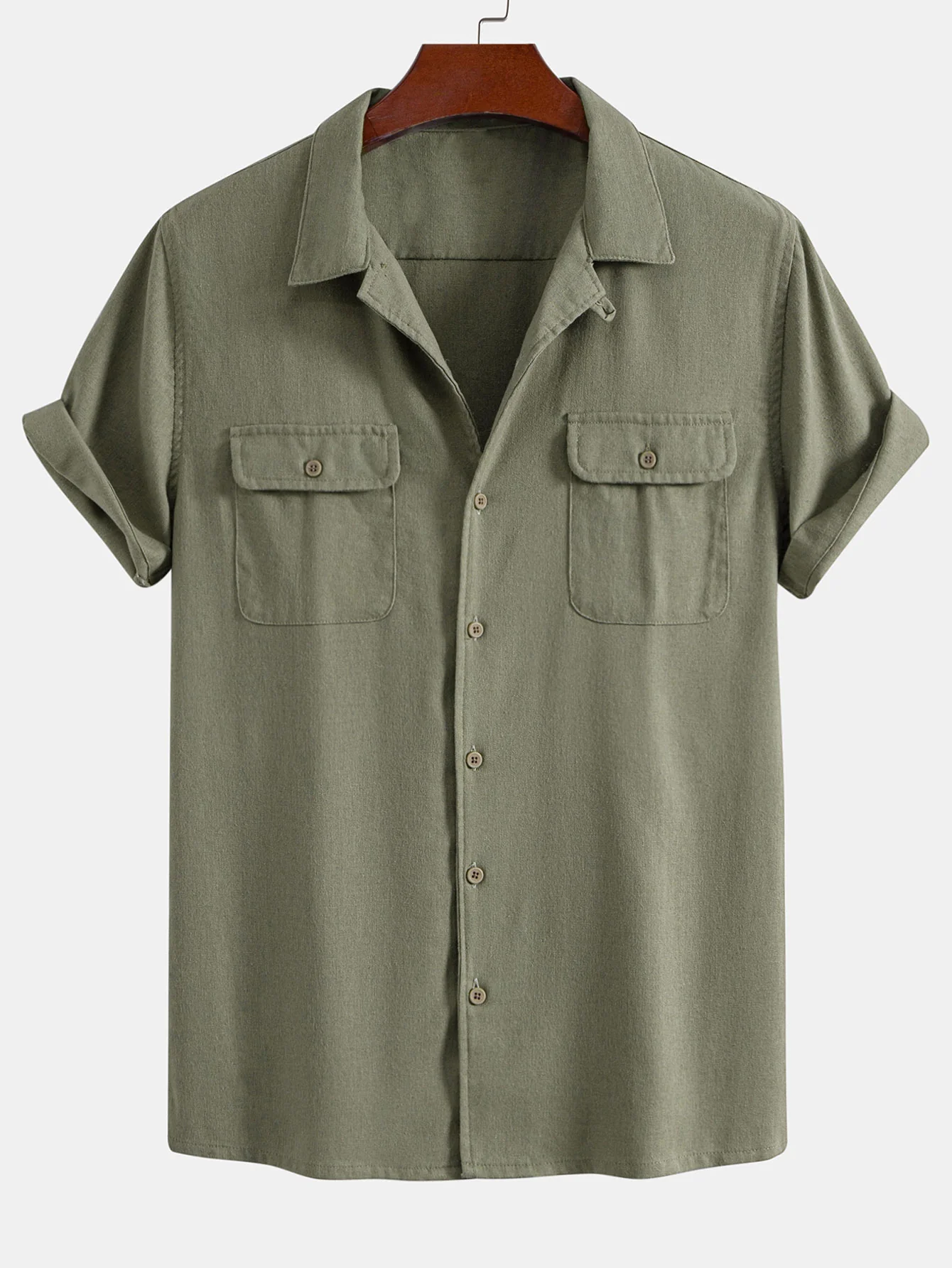Leinen Cuban Shirt mit Taschen - Image 5