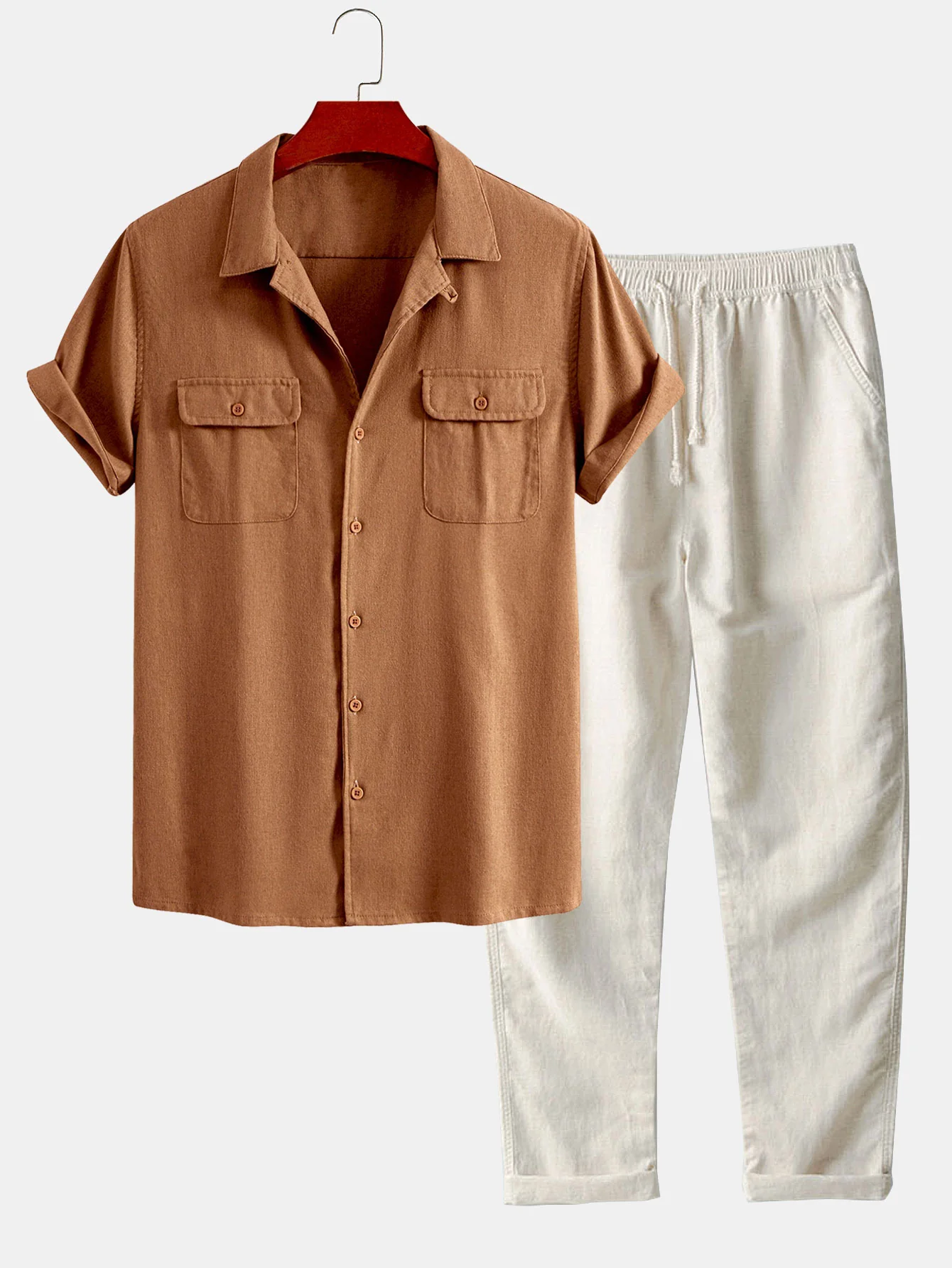 Leinen Cuban Shirt mit Taschen & gerade Leinenhose