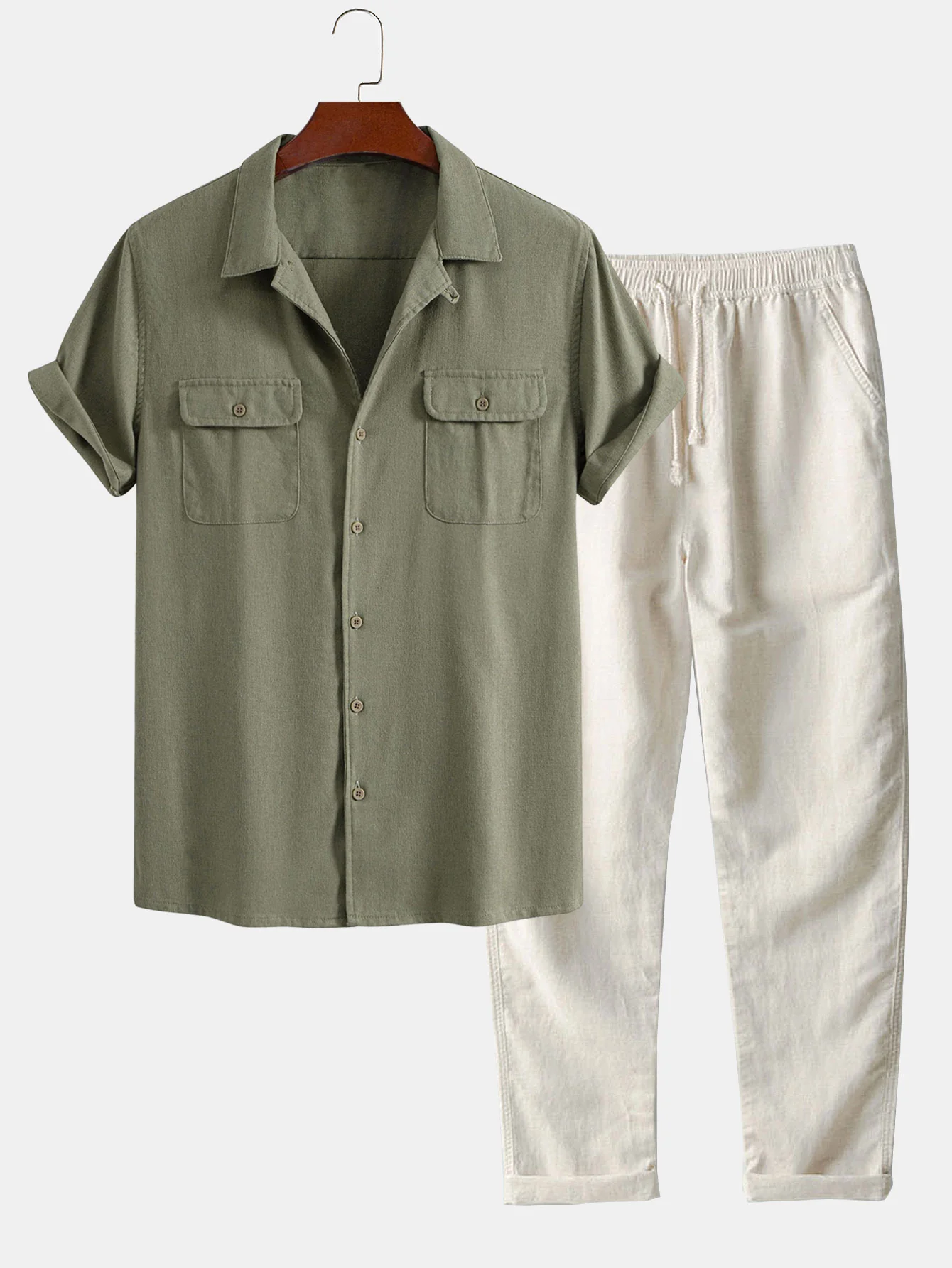 Leinen Cuban Shirt mit Taschen & gerade Leinenhose - Image 2