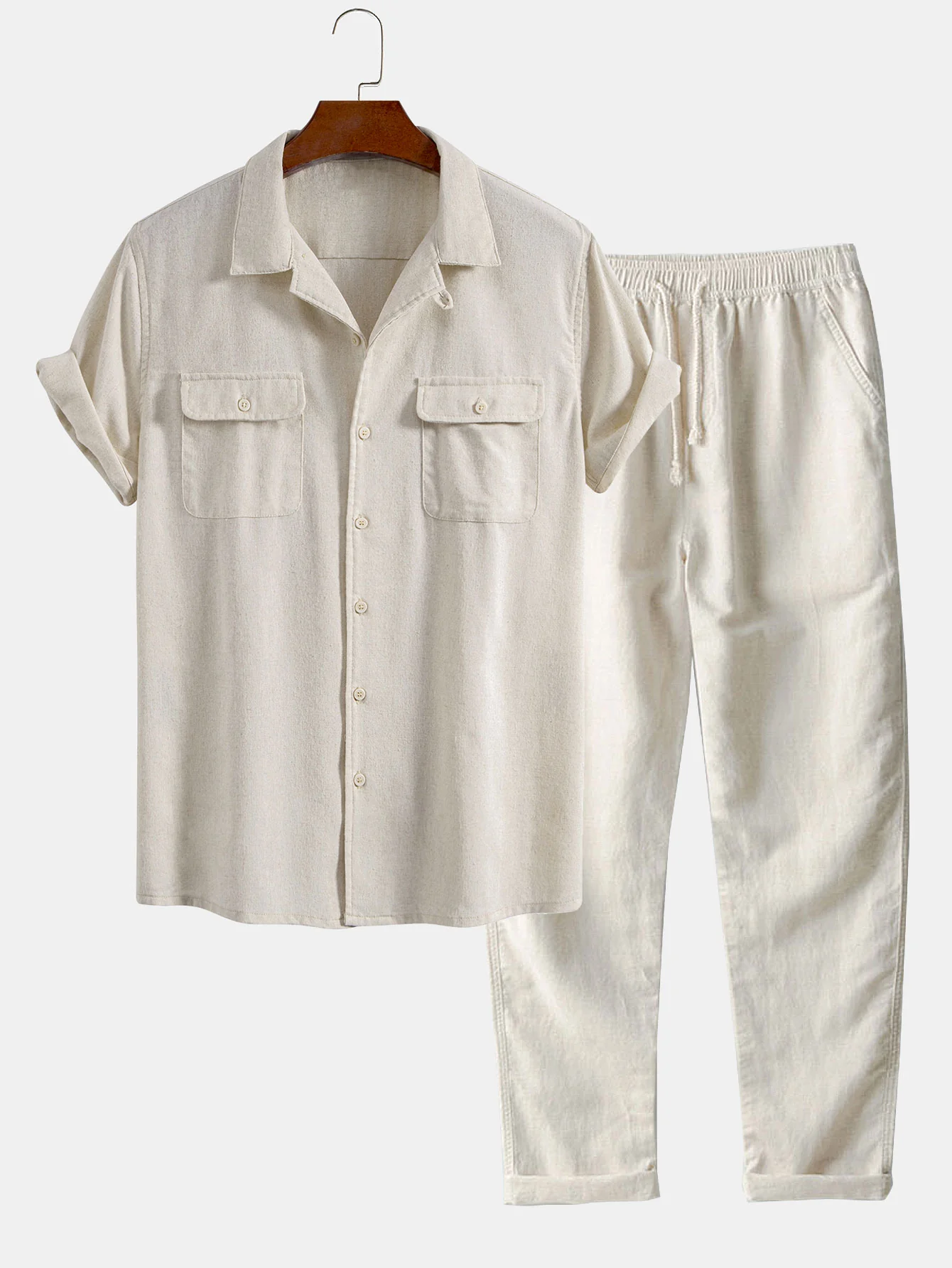 Leinen Cuban Shirt mit Taschen & gerade Leinenhose - Image 3