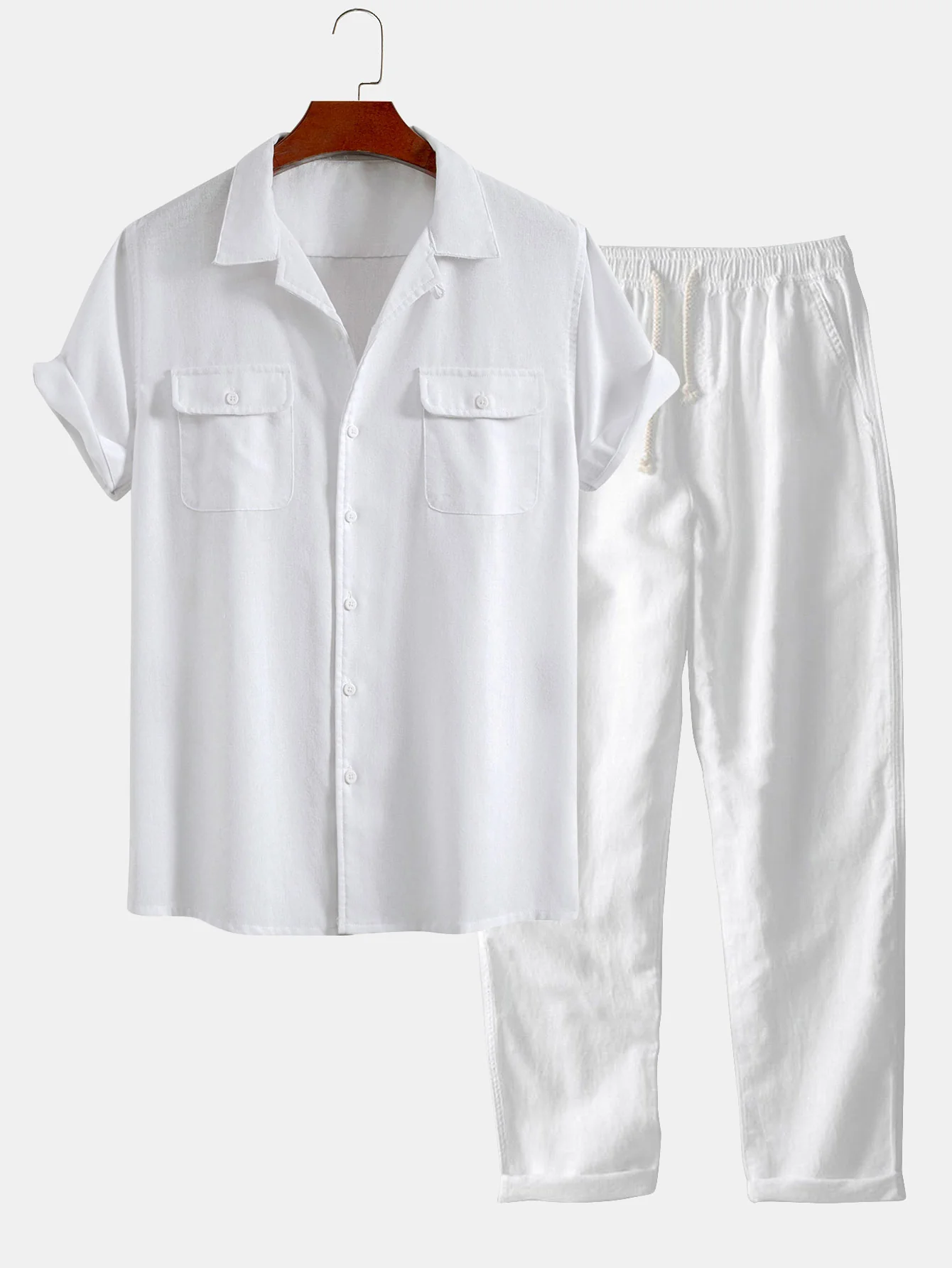 Leinen Cuban Shirt mit Taschen & gerade Leinenhose - Image 4