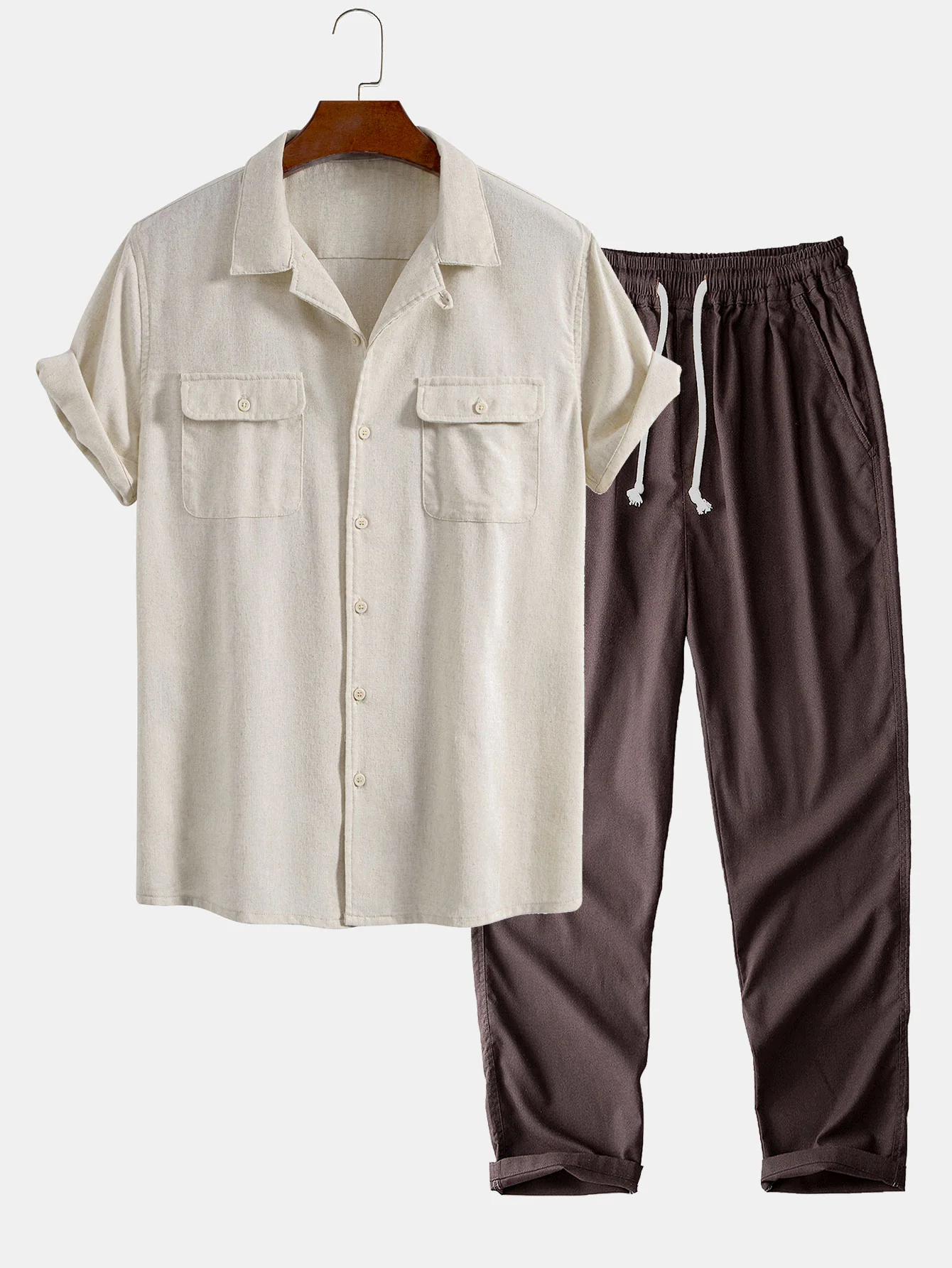 Leinen Cuban Shirt mit Taschen & gerade Leinenhose - Image 5
