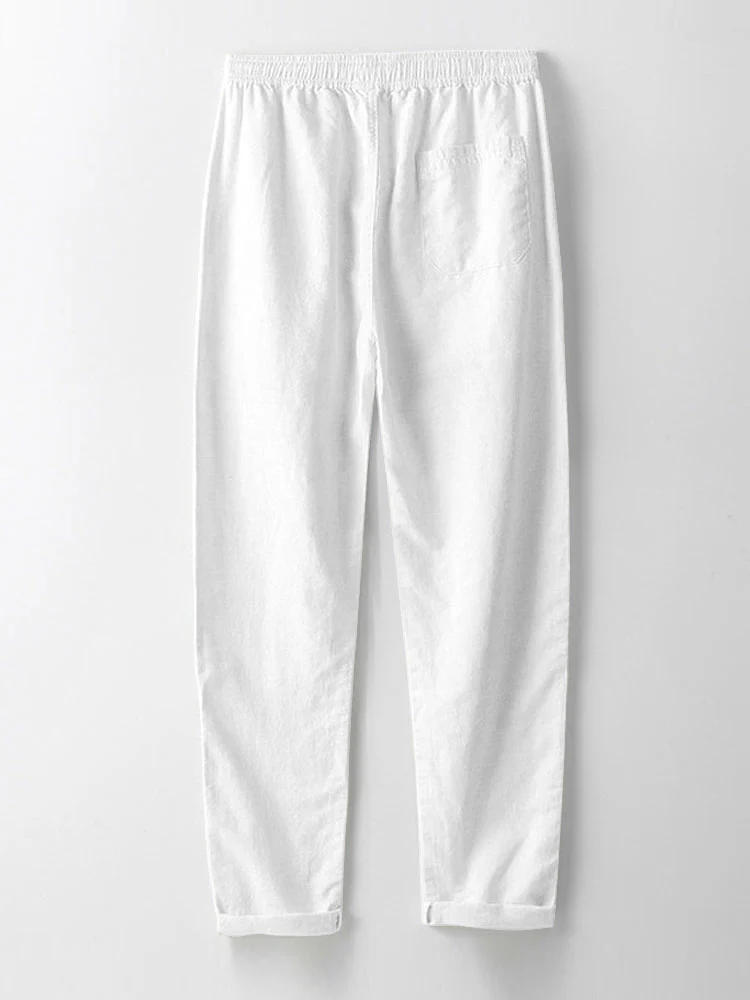 Leinen-Look Patchwork Bowlinghemd & gerade Leinenhose - Image 14