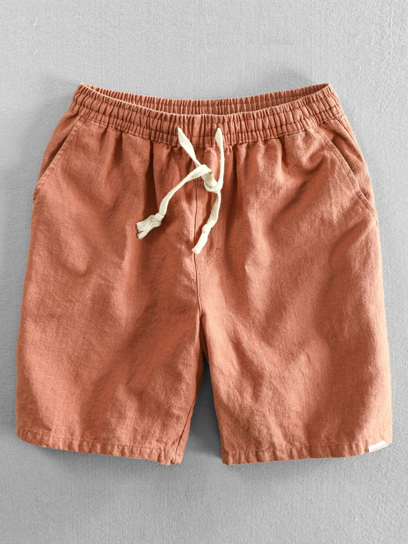 Leinen-Look Kurzarm Stehkragenhemd & Leinen-Baumwoll-Mix Shorts mit Kordelzug - Image 11