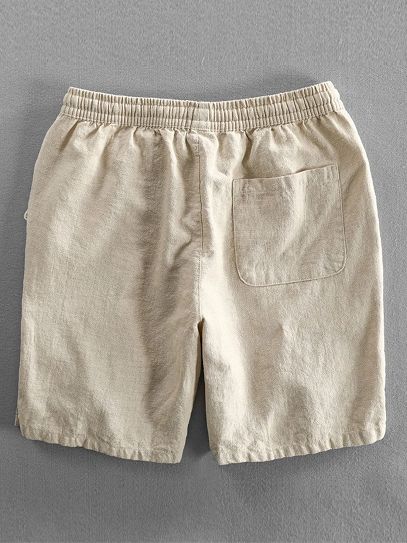 Leinen-Look Kurzarm Stehkragenhemd & Leinen-Baumwoll-Mix Shorts mit Kordelzug - Image 12